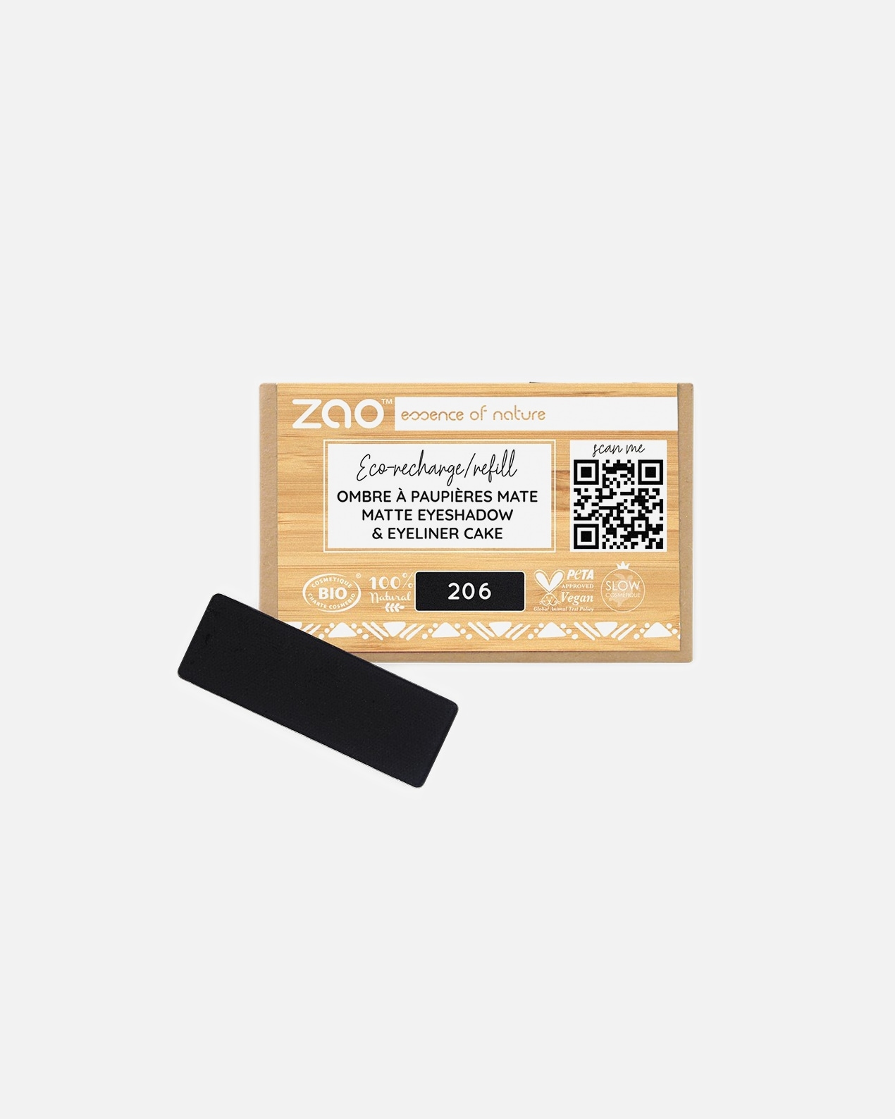 Ombre à paupières pour Unisexe ZAO Rectangle - Recharge 206 - MATT BLACK
