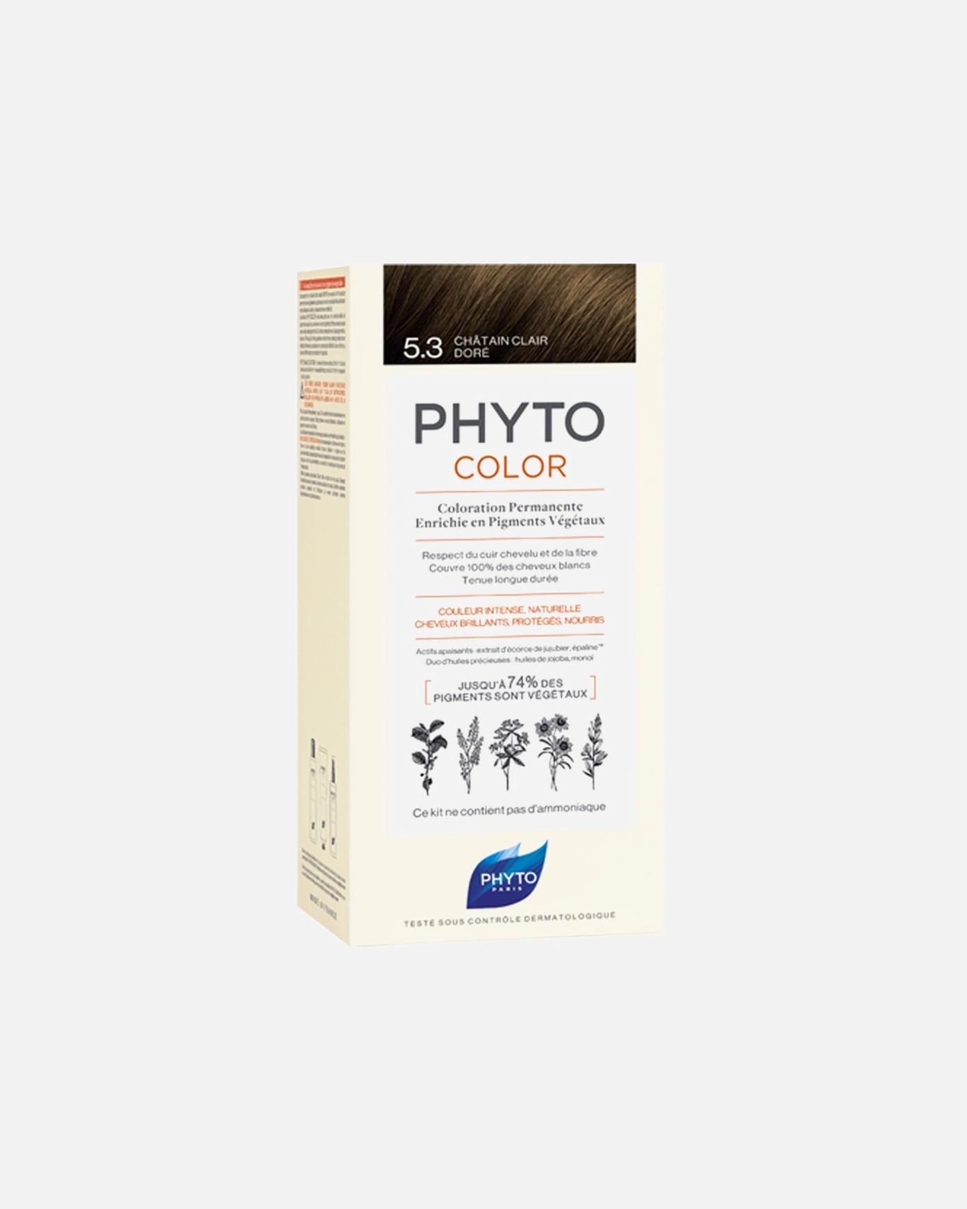 Coloration cheveux pour Unisexe Phyto Coloration Permamente - pigments végétaux 5.3 - Chatain Clair Doré