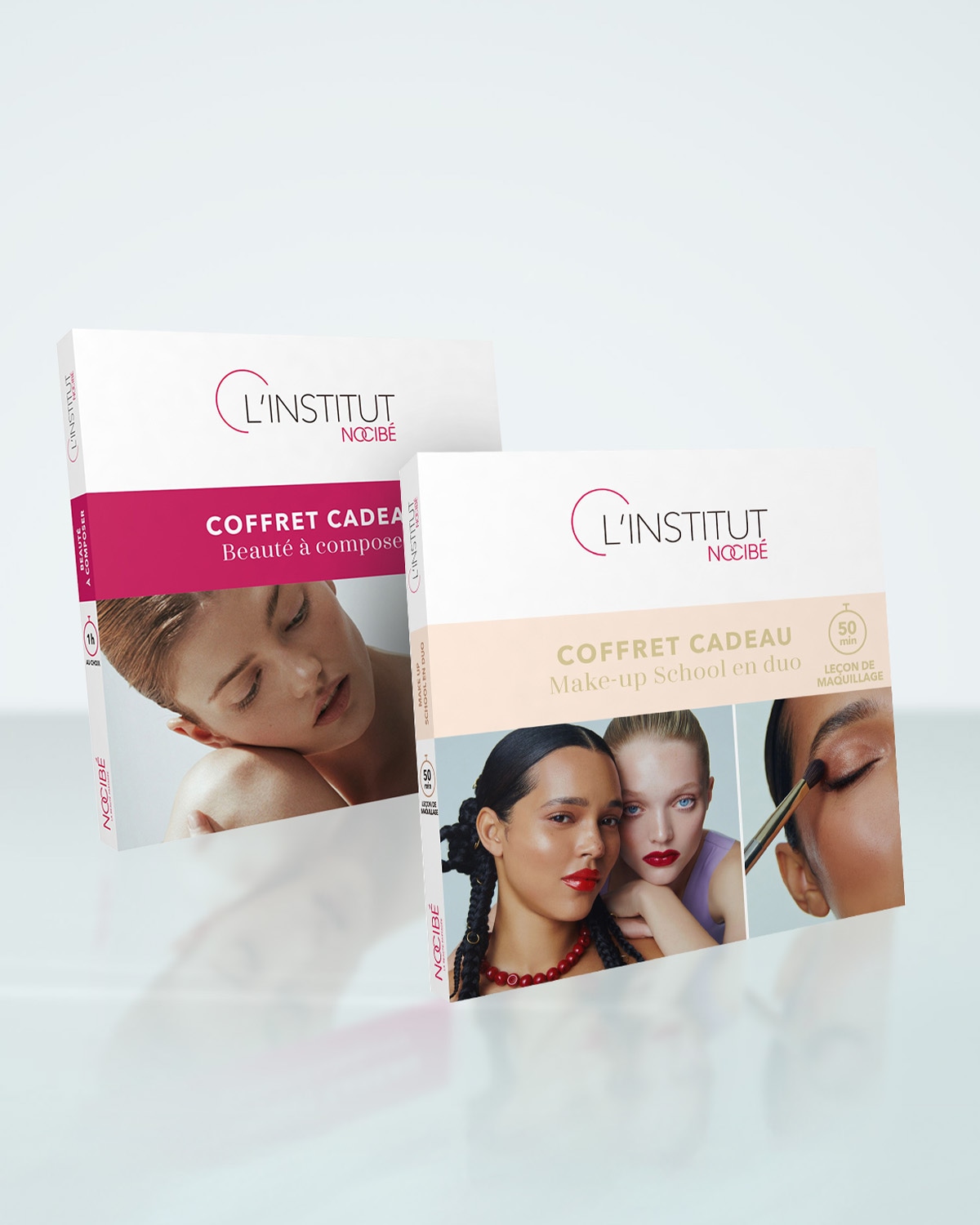 Découvrez les coffrets cadeaux L'INSTITUT NOCIBÉ : COFFRET CADEAU Beauté à composer et Make-up School en duo, pour une expérience beauté complète et personnalisée.