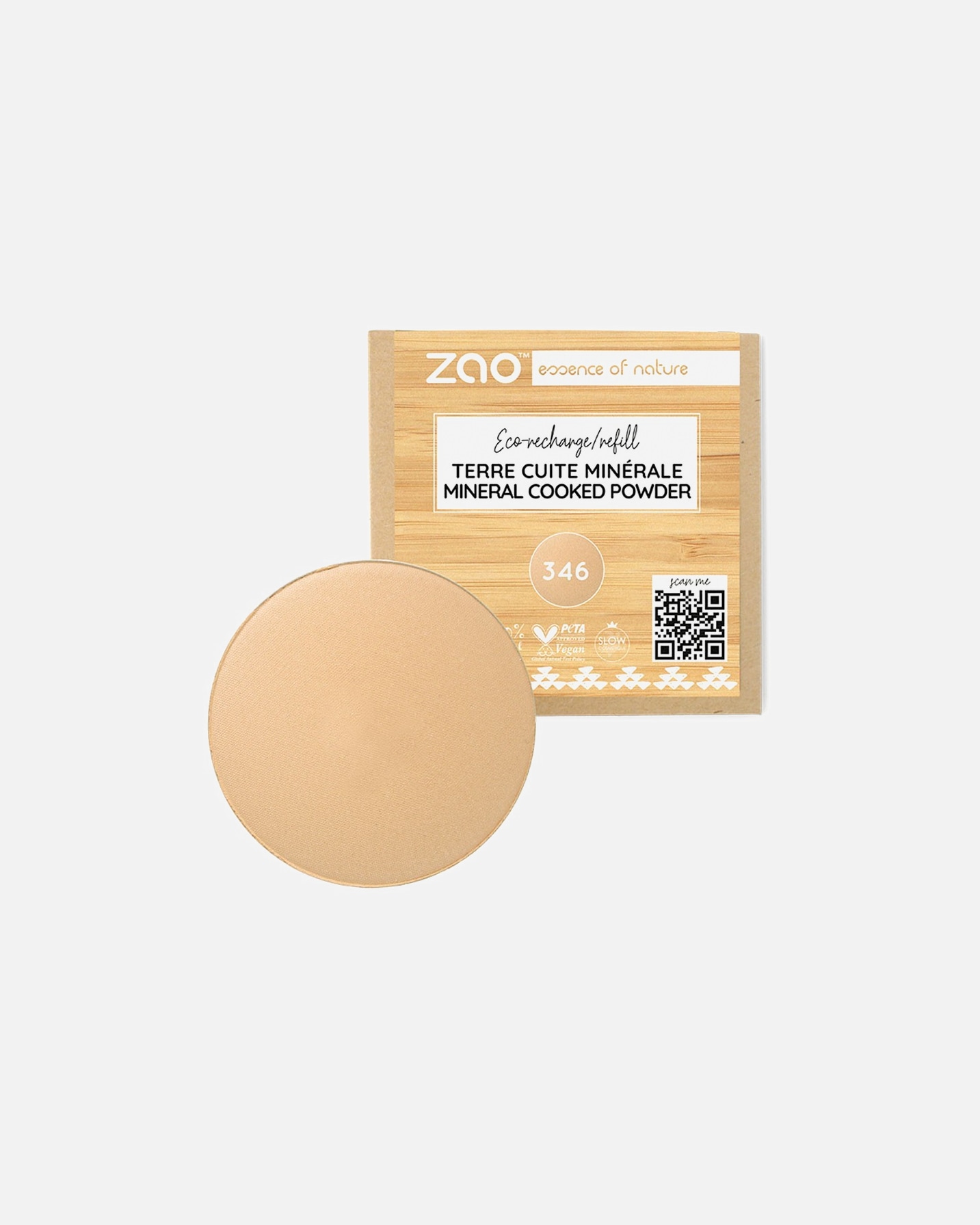 Bronzer pour Unisexe ZAO Terre cuite minérale 346 Beige Clair - Recharge