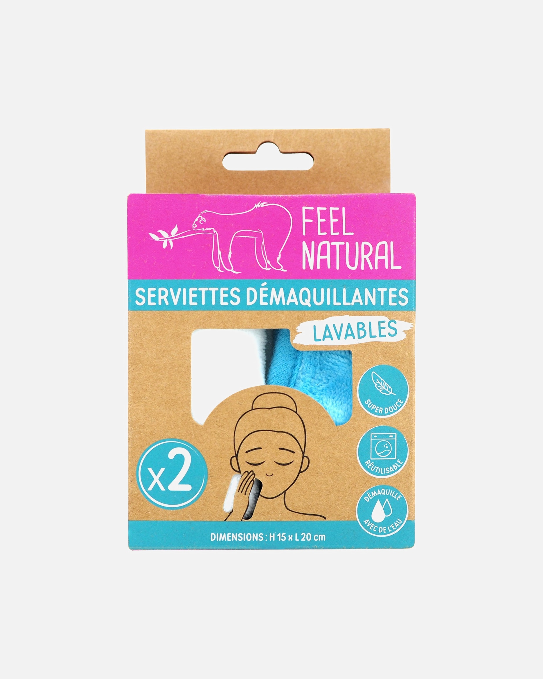 Accessoires de maquillage pour Unisexe Feel Natural Lot de 2 Serviettes démaquillantes 1 pièce