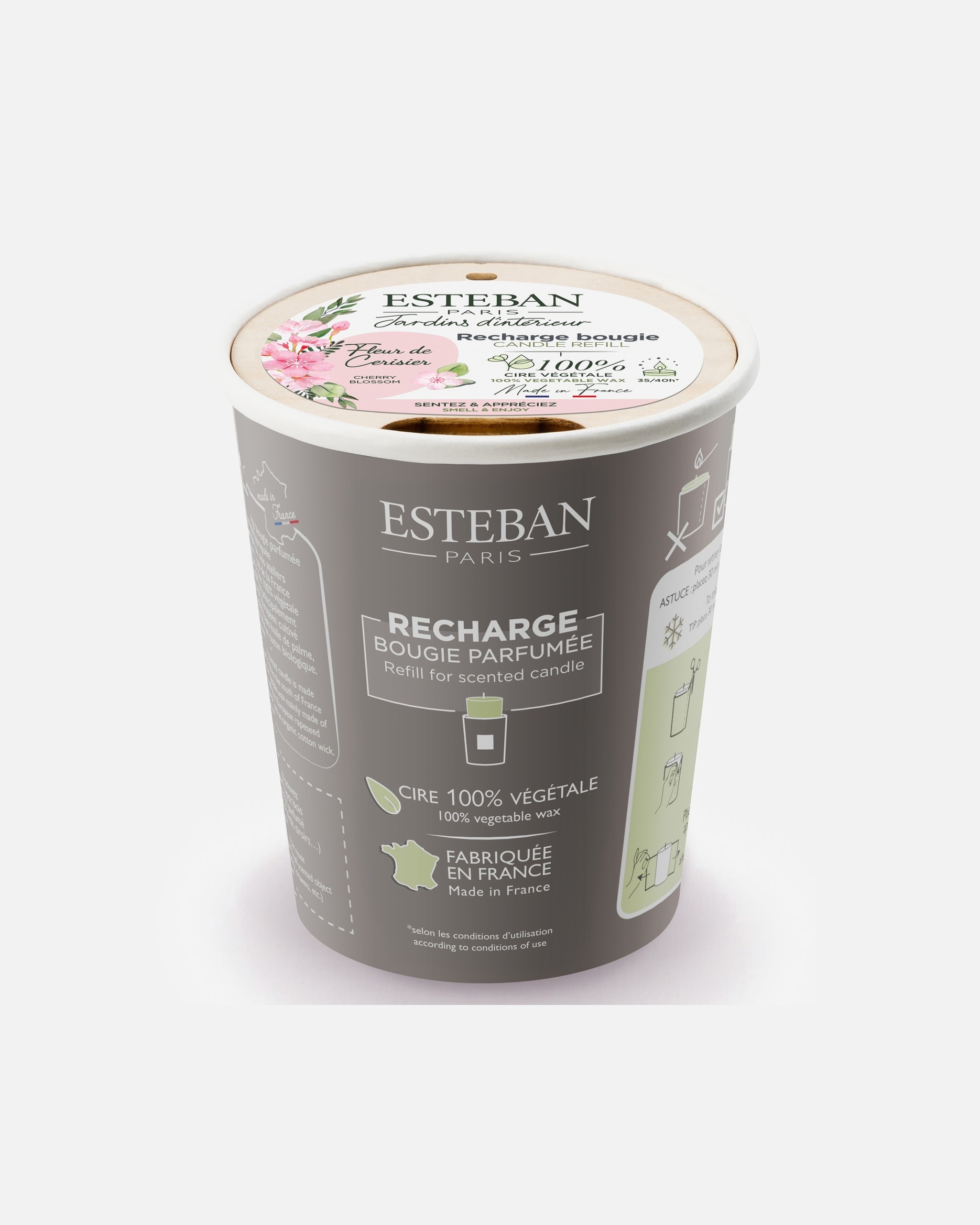 Parfum d'ambiance pour Unisexe Esteban RECHARGE BOUGIES PARFUMÉES FLEUR DE CERISIER 218 Grammes