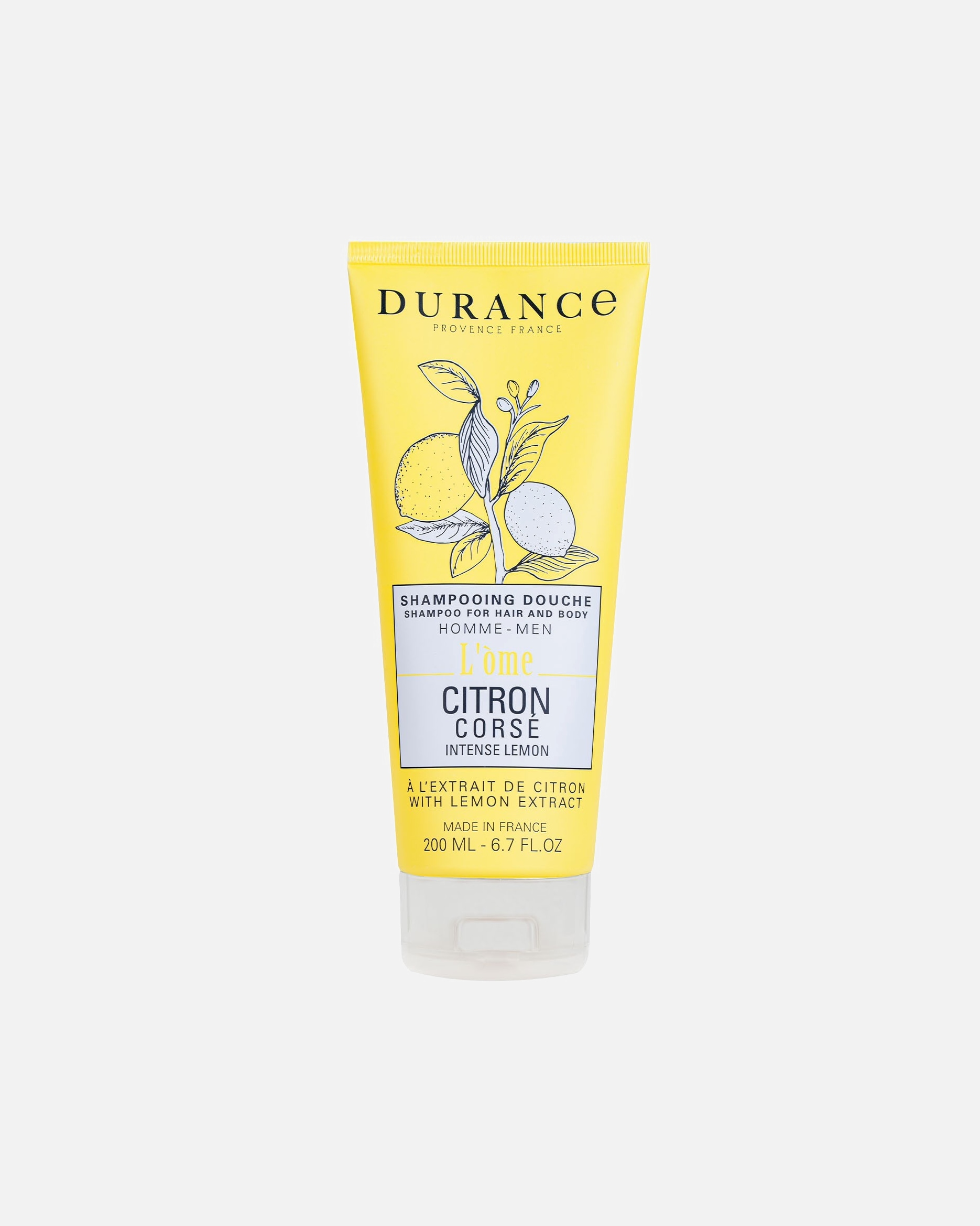 Gel douche pour Homme Durance Citron Corsé à l'extrait de Citron 200 ml
