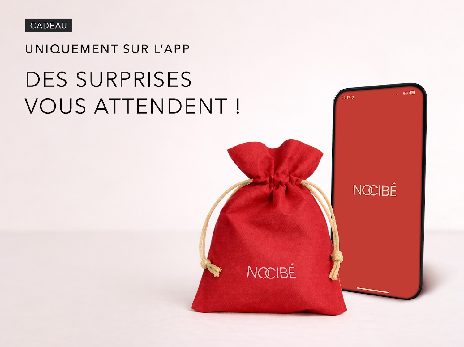 Découvrez des surprises exclusives sur l'appli Nocibé : recevez votre pochon et 3 produits dès 69€ d'achat avec le code POCHONAPP !