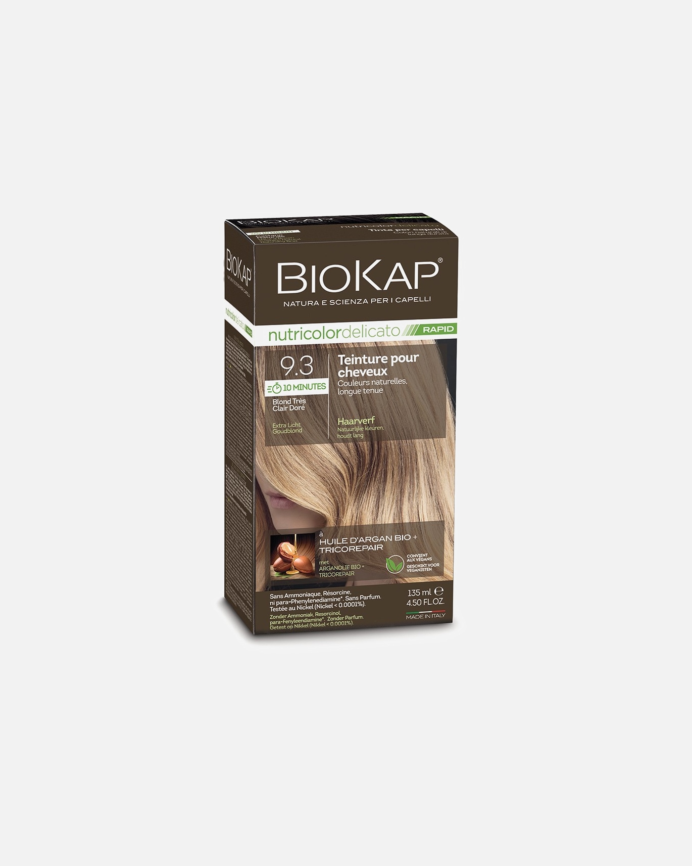 Coloration cheveux pour Unisexe Biokap Nutricolor delicato rapid 9.30 BLOND TRÈS CLAIR DORE