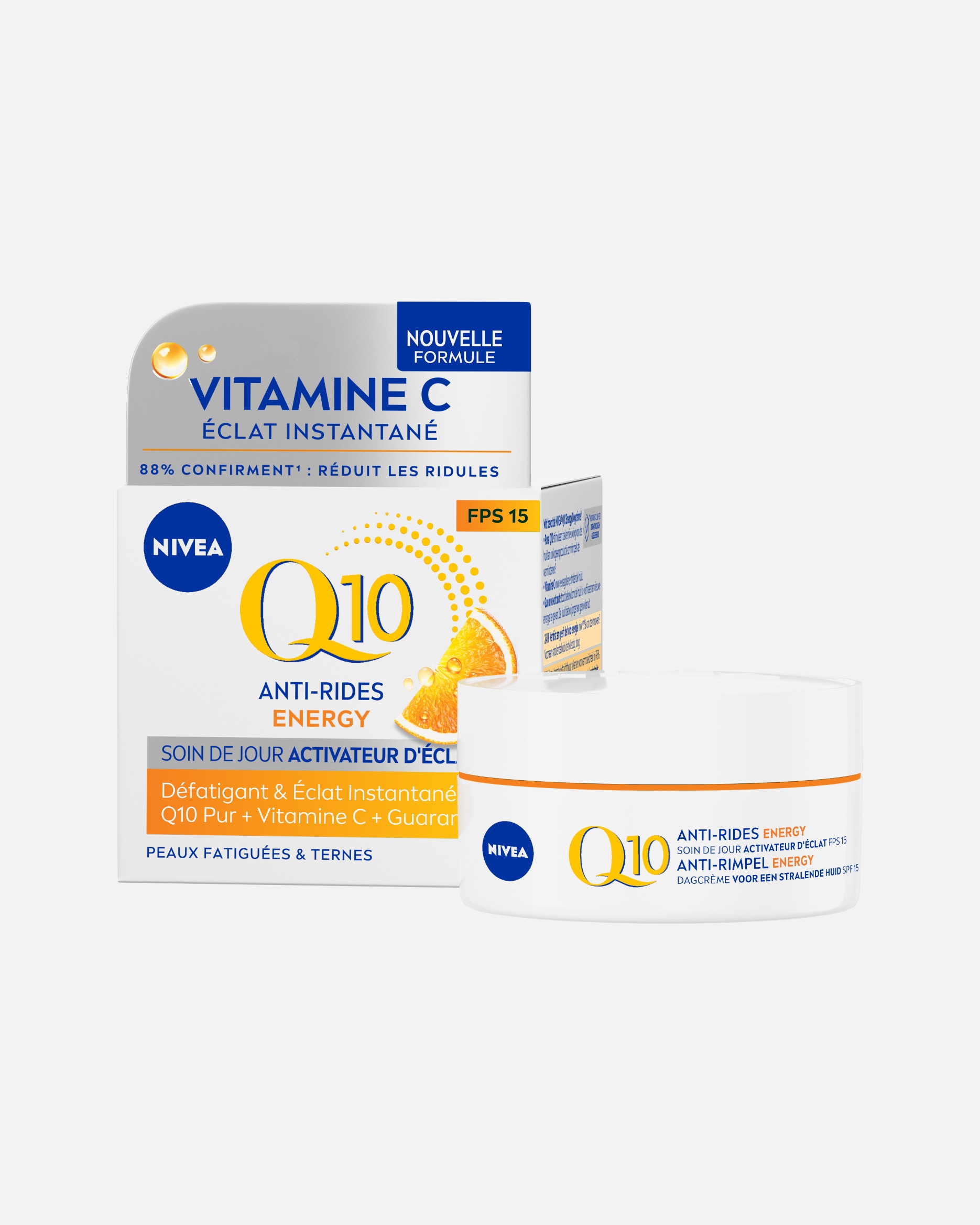 Crème de Jour pour Femme NIVEA Q10 Crème visage Jour Anti-rides Activateur d'éclat Vitamine C SPF 15 50 ml