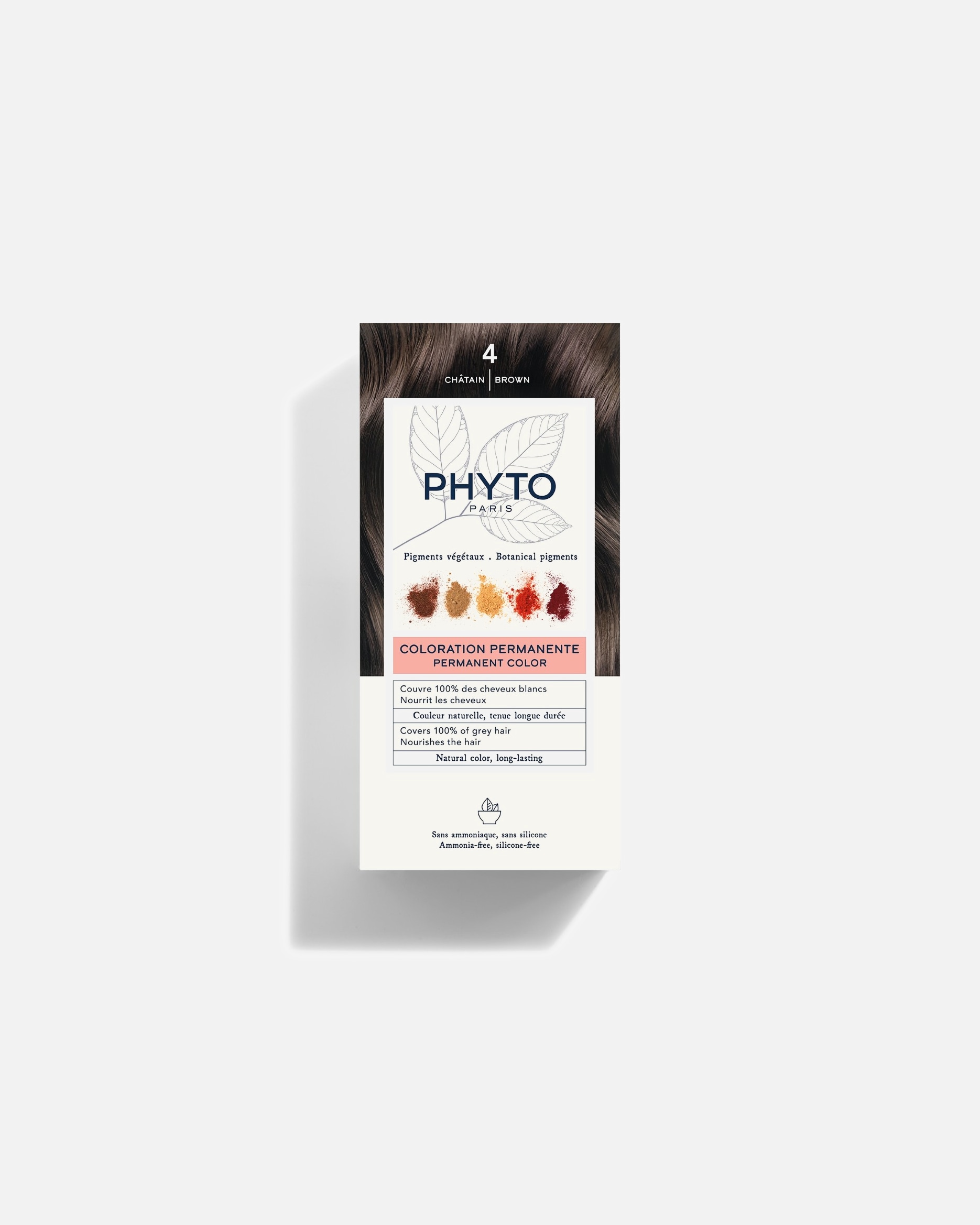 Coloration cheveux pour Unisexe Phyto Coloration Permamente - pigments végétaux 4 Châtain