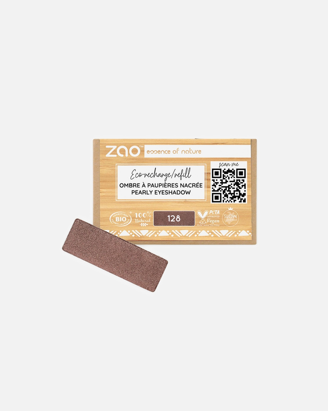 Ombre à paupières pour Unisexe ZAO Rectangle - Recharge 128 - PEARLY TIRAMISU