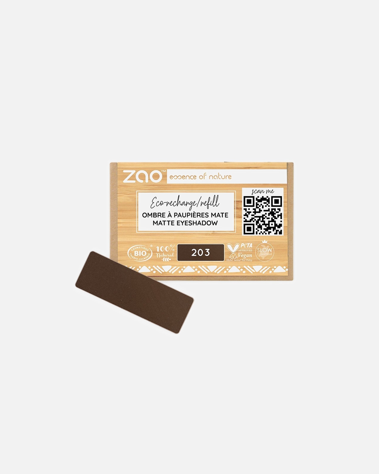 Ombre à paupières pour Unisexe ZAO Rectangle - Recharge 203 - DARK BROWN