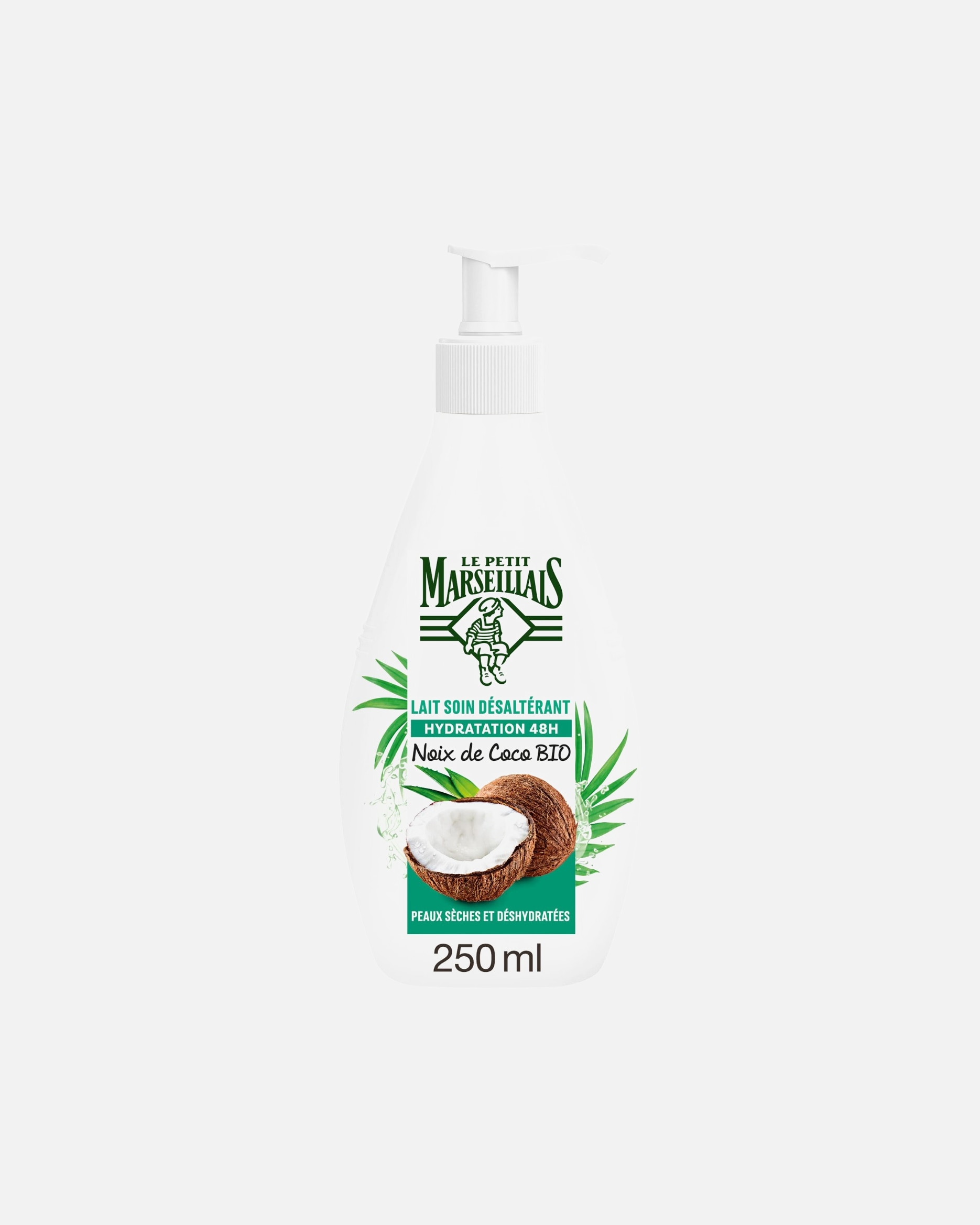 Lait pour le corps pour Unisexe Le Petit Marseillais Lait Corps Hydratant à la Noix de Coco pour Peaux Sèches Bio 250 ml