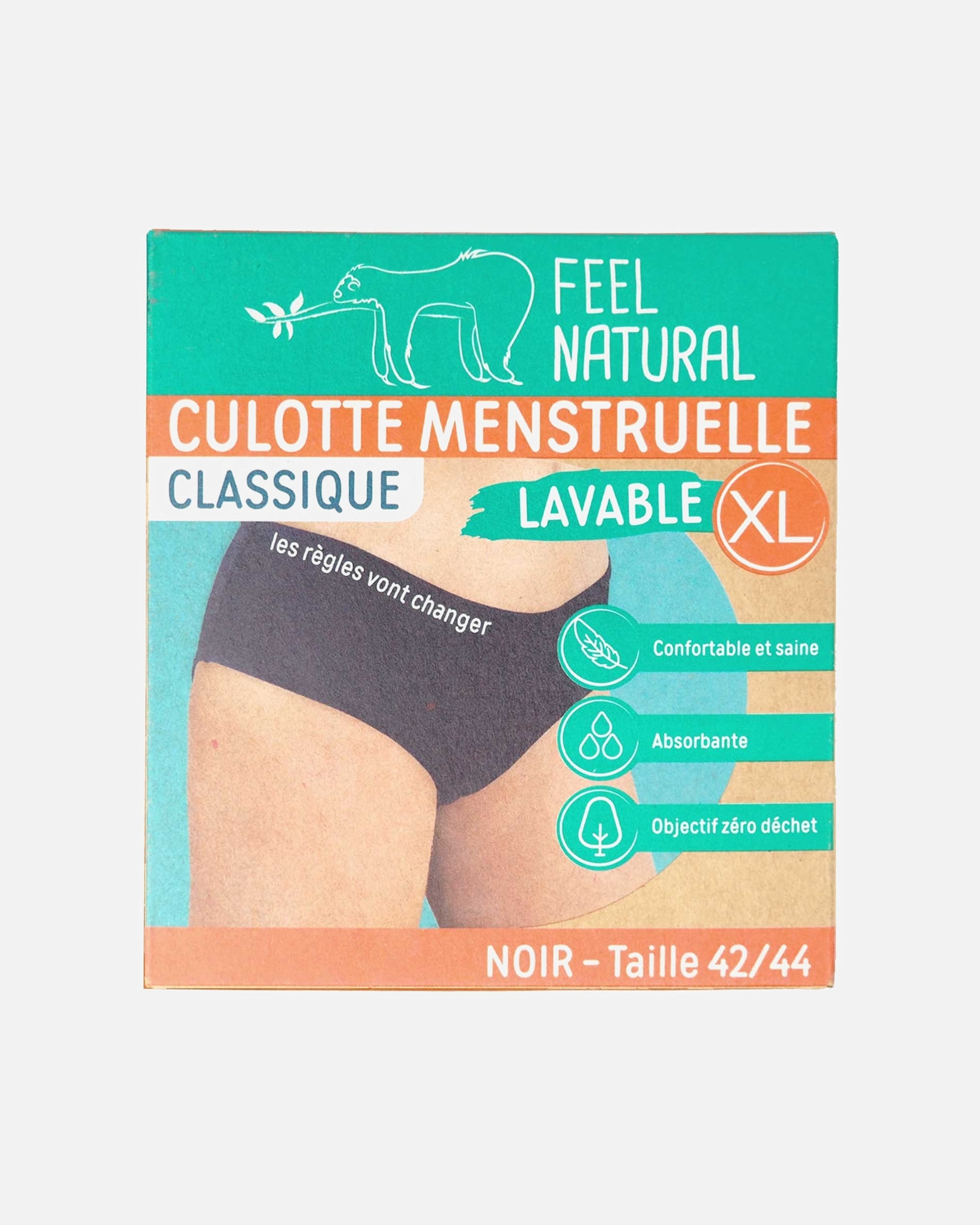 Sous-vêtements menstruels pour Femme Feel Natural Culotte menstruelle Classique Noir Taille XL (42-44)