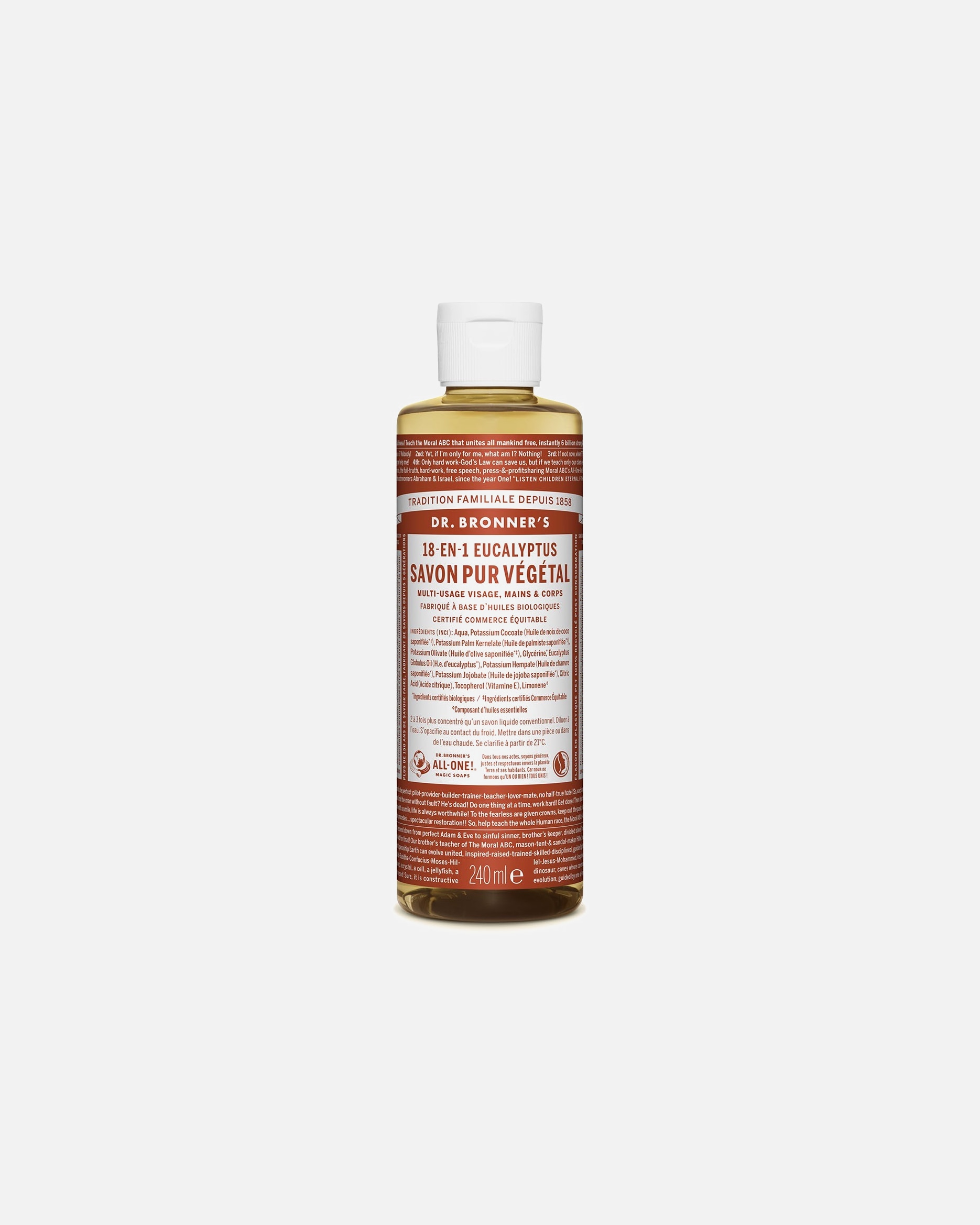 Savon pour les mains pour Unisexe Dr. Bronner's Savon liquide Eucalyptus 240 ml