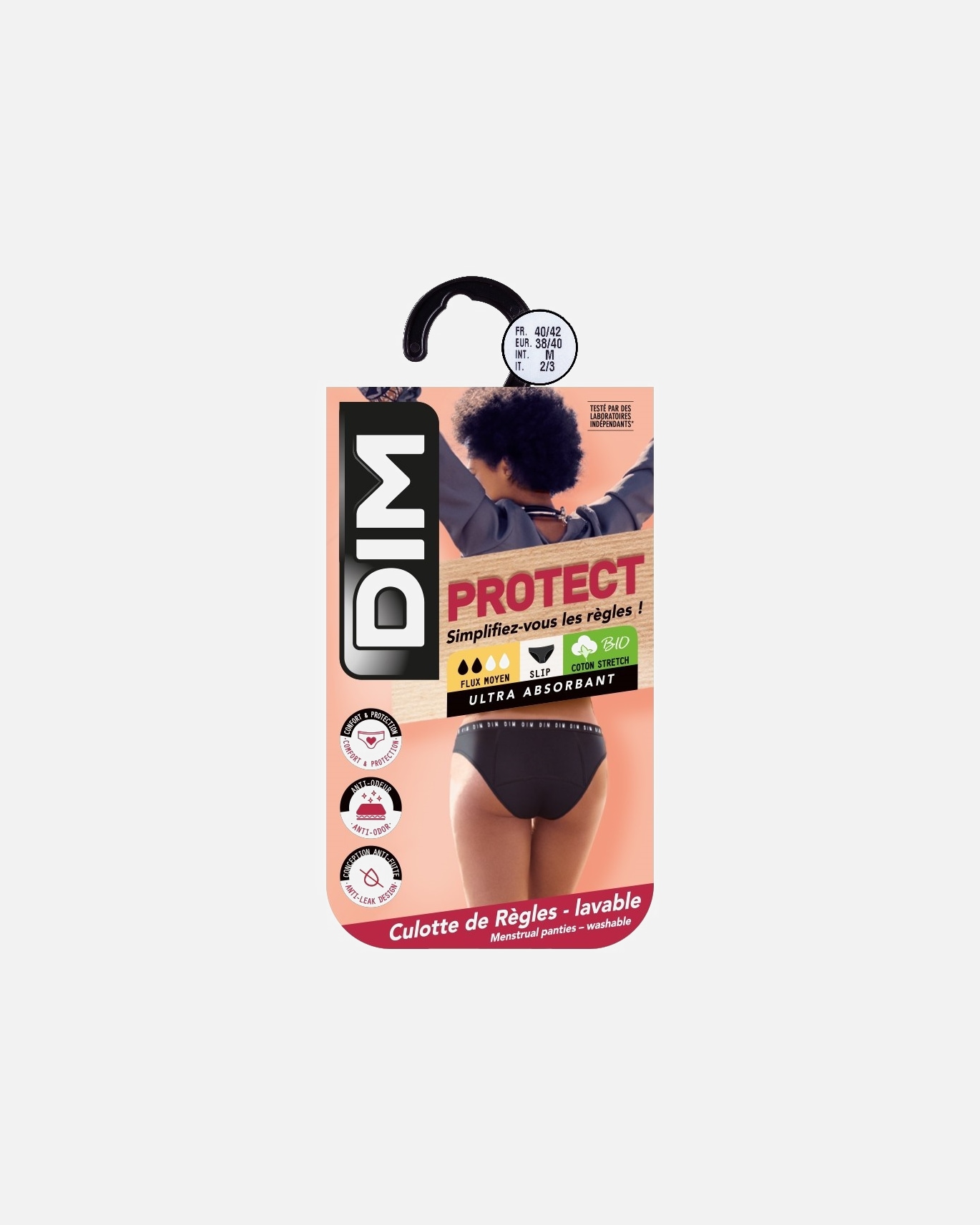 Sous-vêtements menstruels pour Femme DIM Protect Culotte Flux moyen 44/46