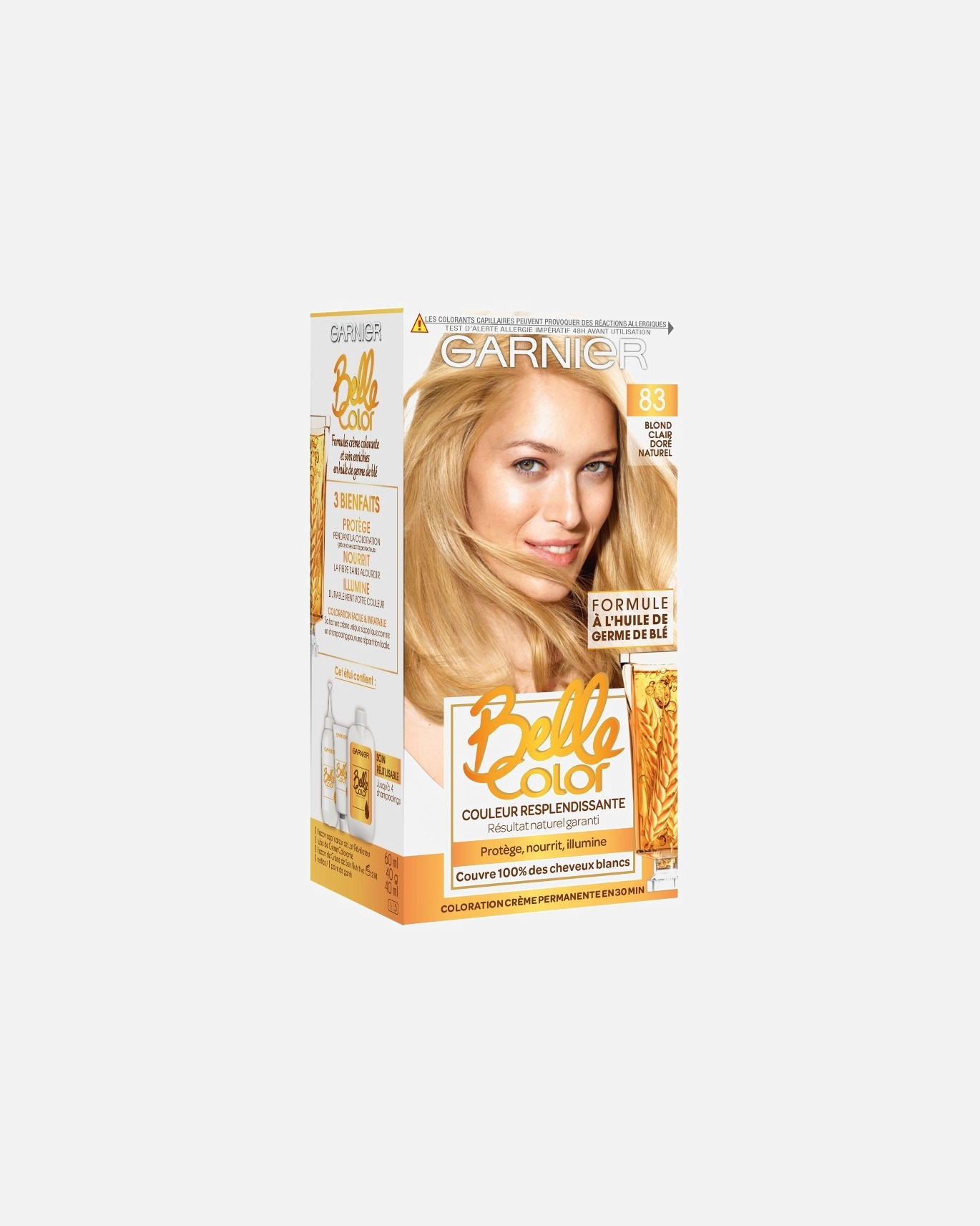 Coloration cheveux pour Femme Garnier Crème de coloration à l’huile de germe de blé. 83 - Blond Clair Doré Naturel