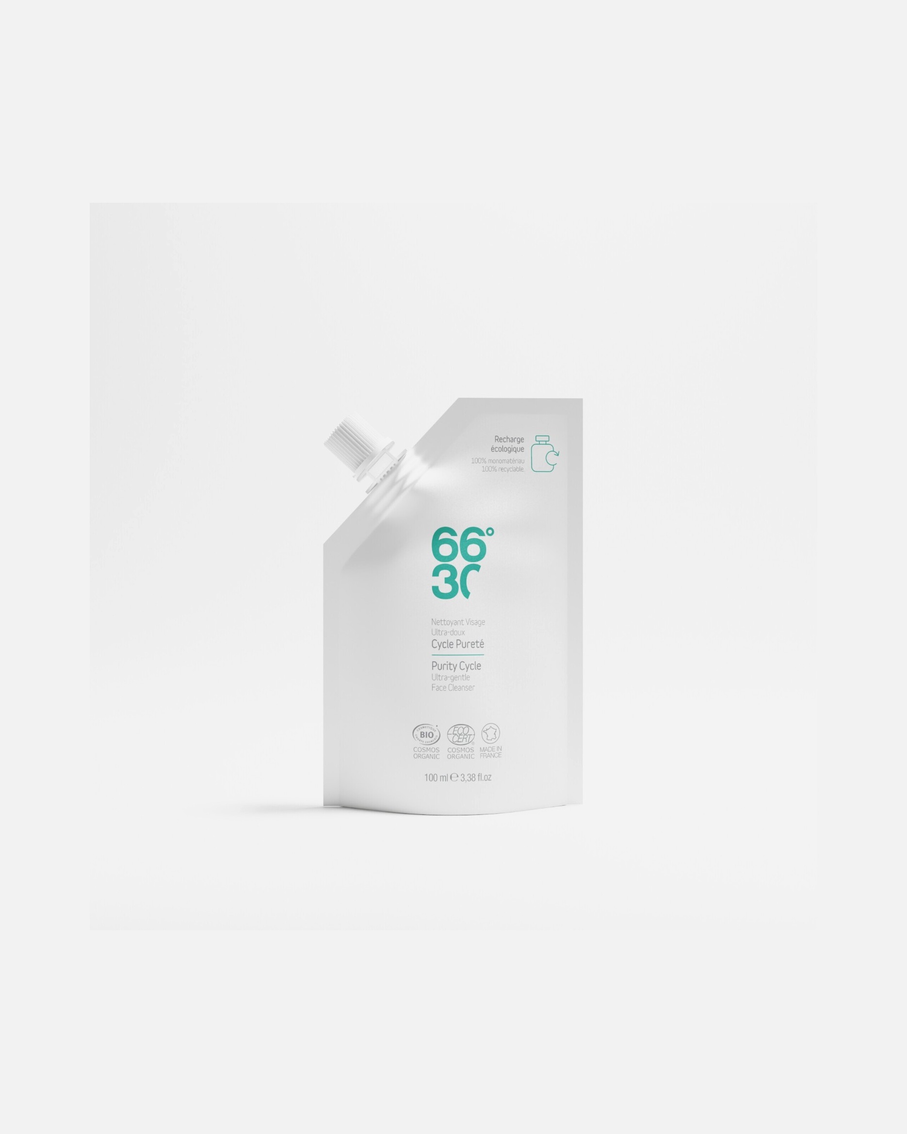 Mousse nettoyante visage pour Homme 66°30 Nettoyant visage quotidien ultra-doux 100 ml - Recharge