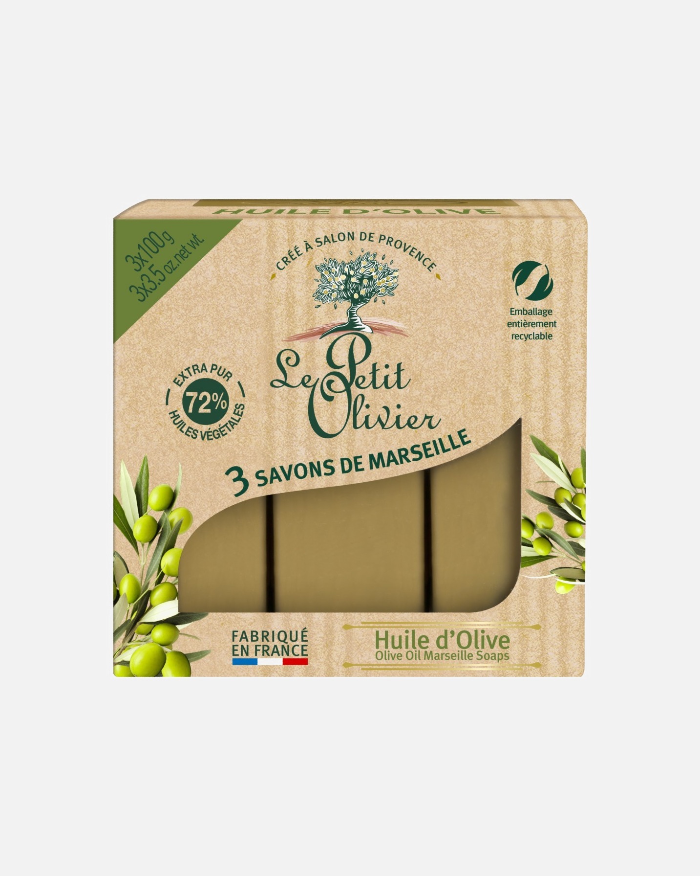 Savon pour les mains pour Unisexe Le Petit Olivier de Marseille Huile d'Olive Lot de 3 300 g