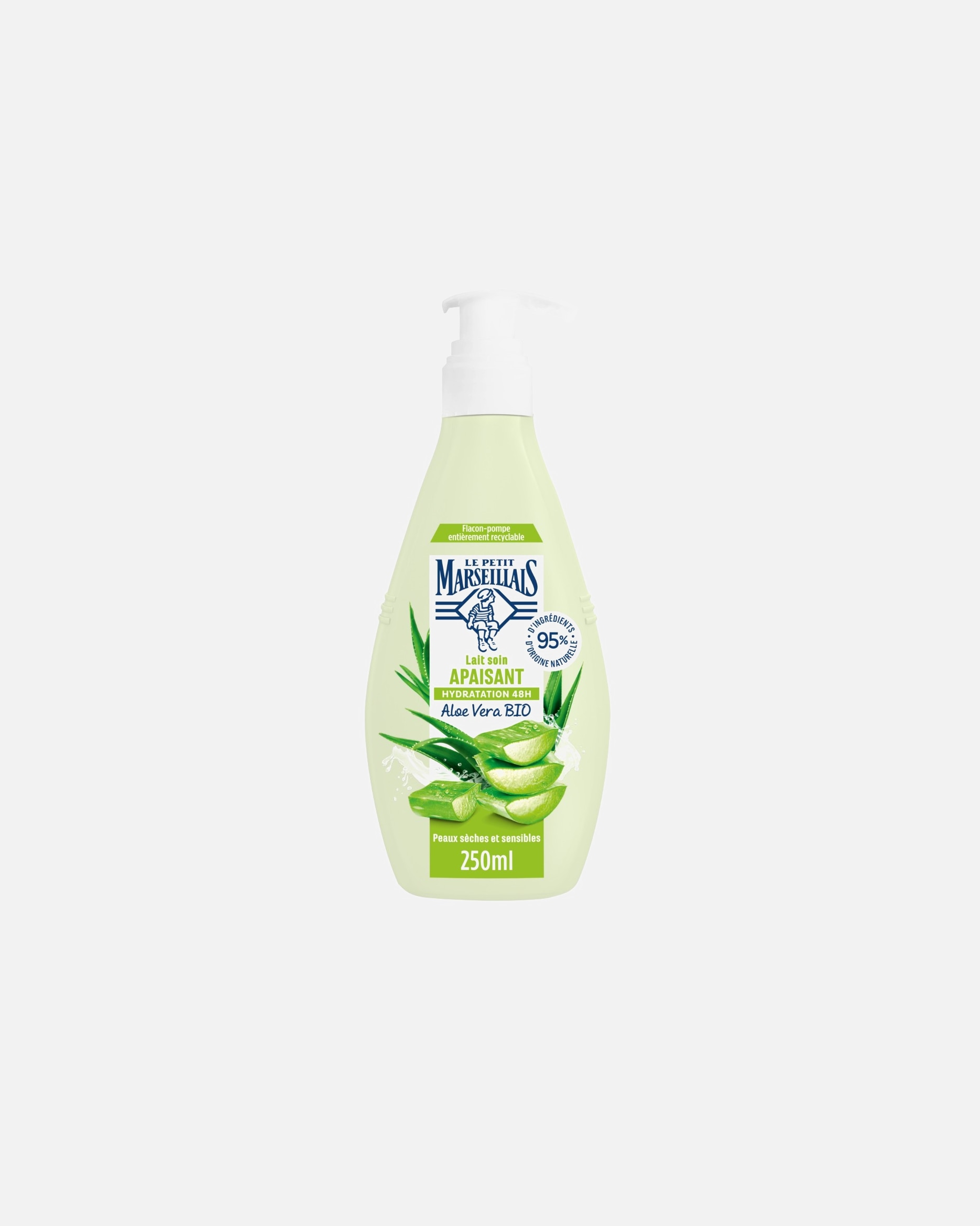 Lait pour le corps pour Unisexe Le Petit Marseillais Apaisant 48h à l'Aloe Vera BIO 250 ml