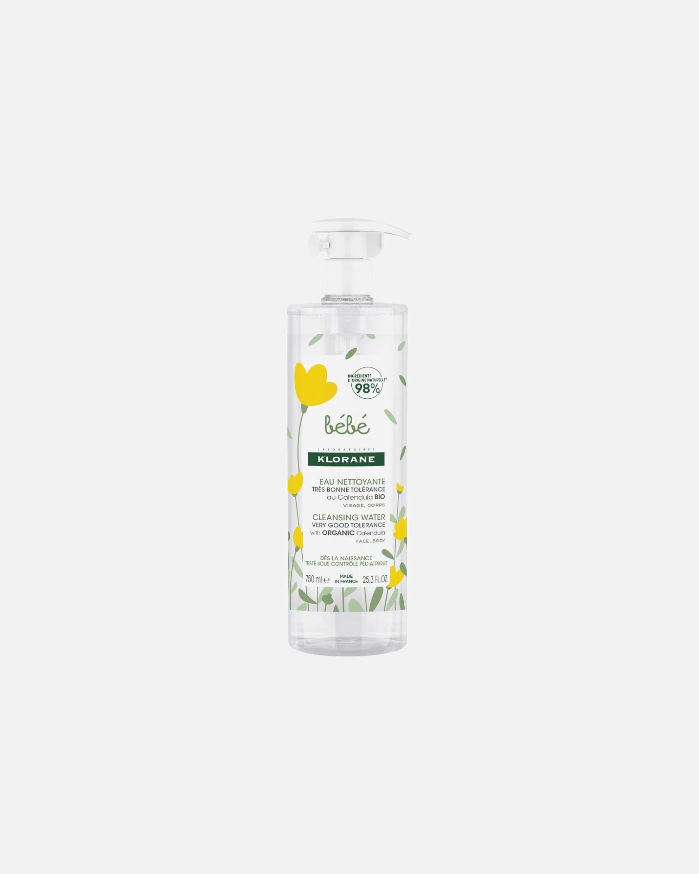 Soin bébé pour le bain pour Unisexe Klorane Eau nettoyante sans rinçage 750 ml