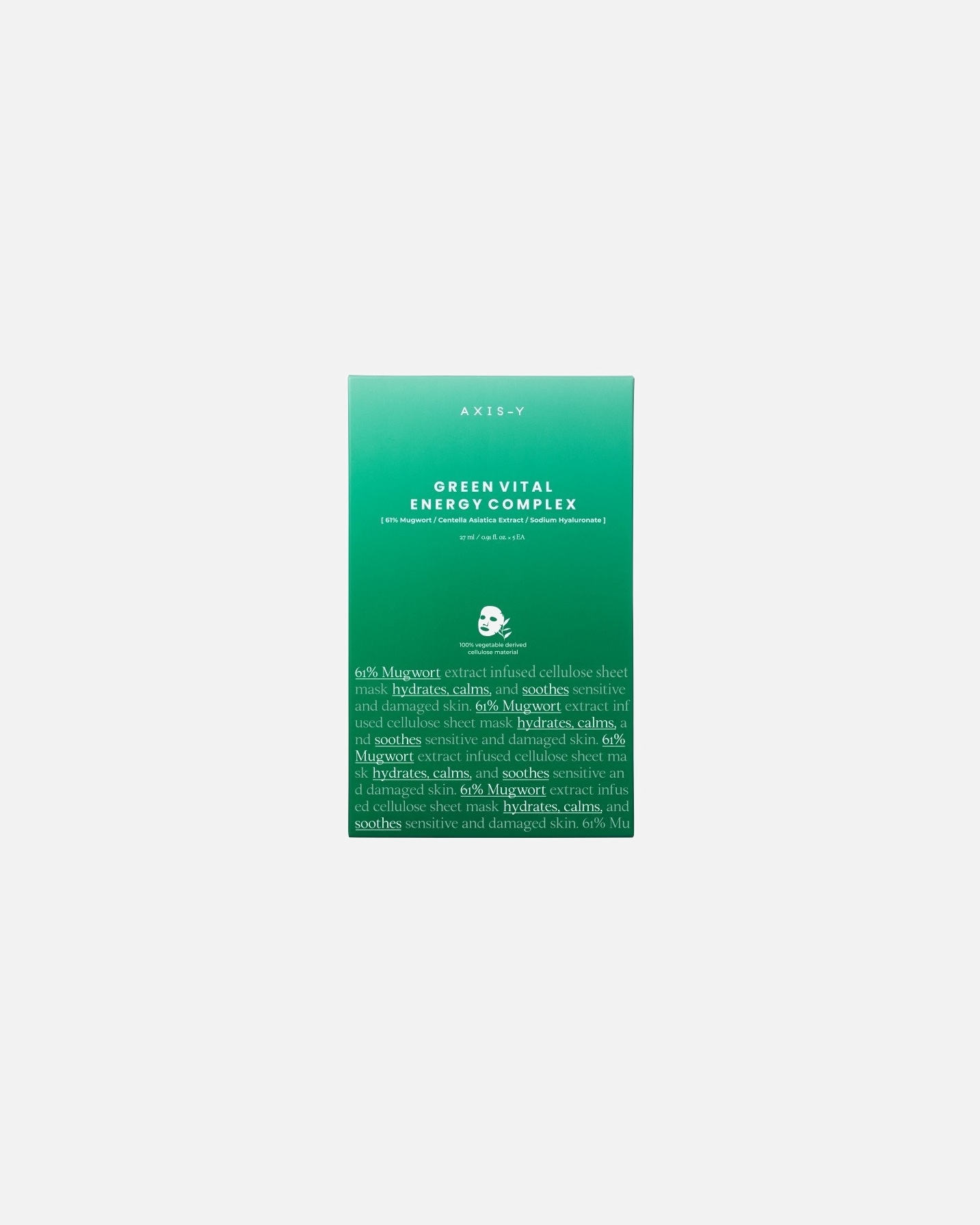 Masque hydratant pour Unisexe AXIS-Y Green Vital Energy Complex Sheet Mask 61% armoise Green Vital Energy Complex Sheet Mask Green Vital Energy Complex Sheet Mask 61% armoise Green Vital Energy Complex Sheet Mask