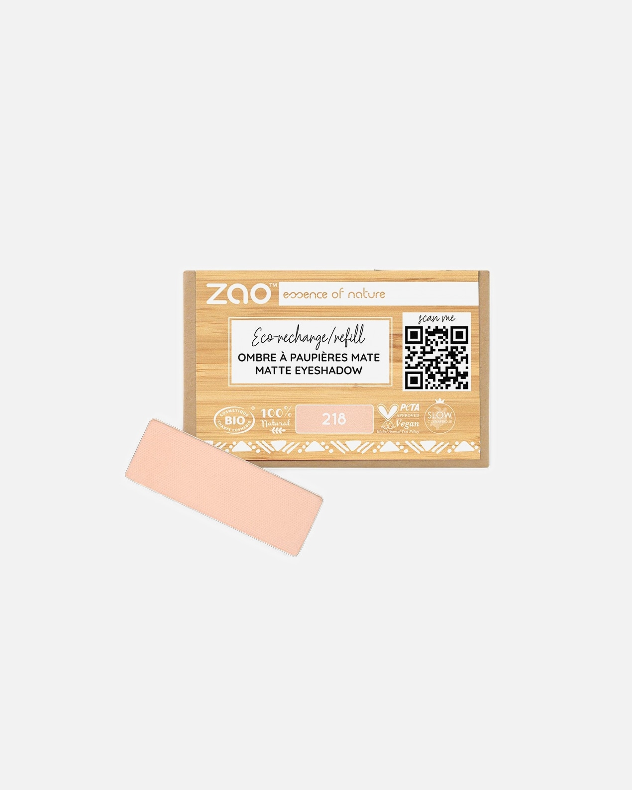 Ombre à paupières pour Unisexe ZAO Rectangle - Recharge 218 - APRICOT NUDE