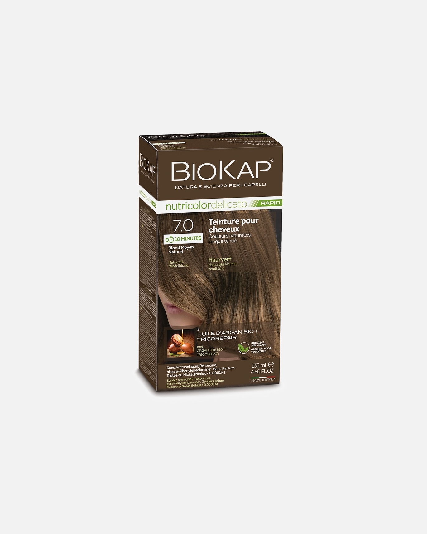 Coloration cheveux pour Unisexe Biokap Nutricolor delicato rapid 7.0 BLOND MOYEN NATUREL