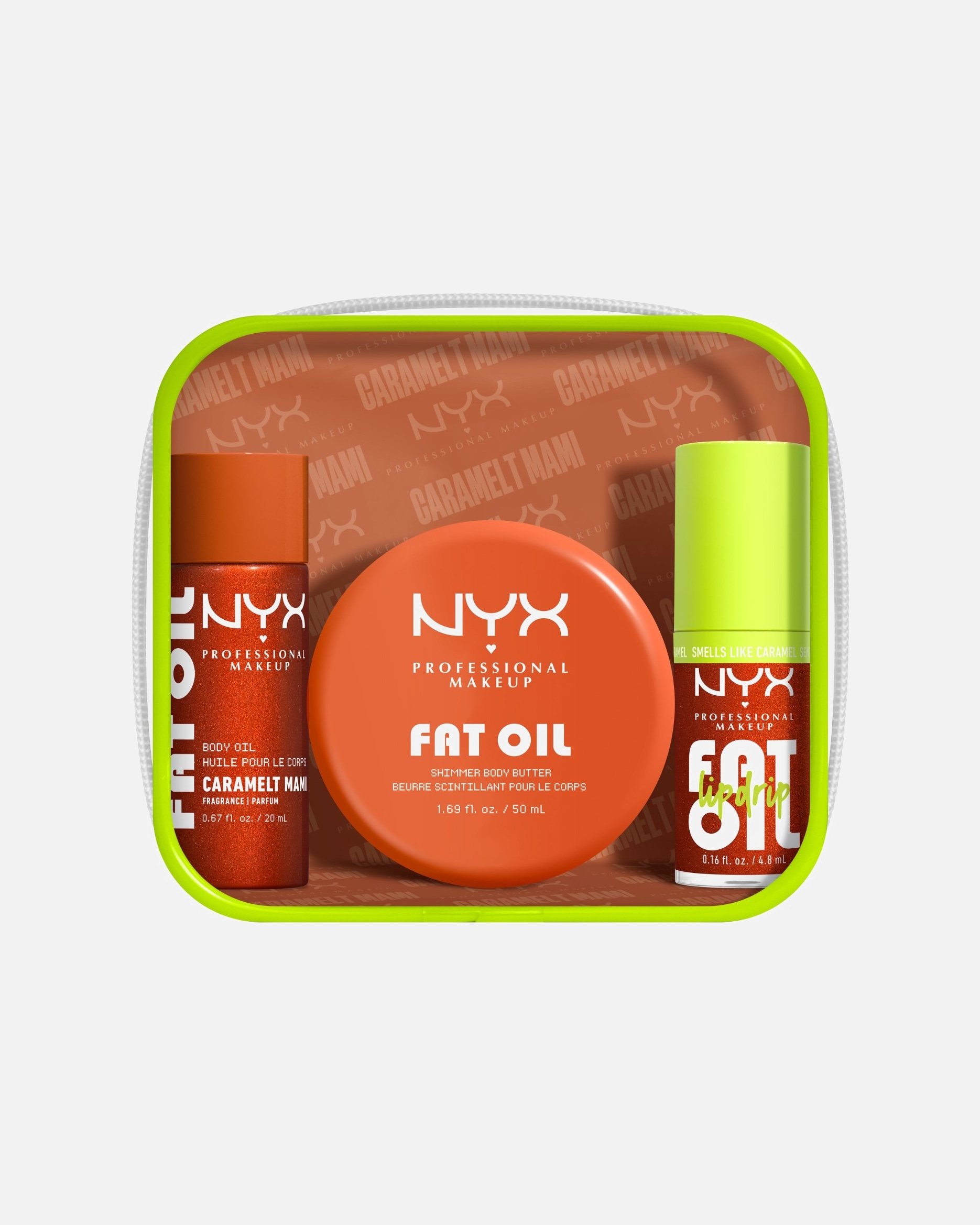 Huile pour le corps pour Unisexe NYX Professional Makeup Fat Oil Body Fat Oil Body Coffret Minis Caramel Mami 1 unité