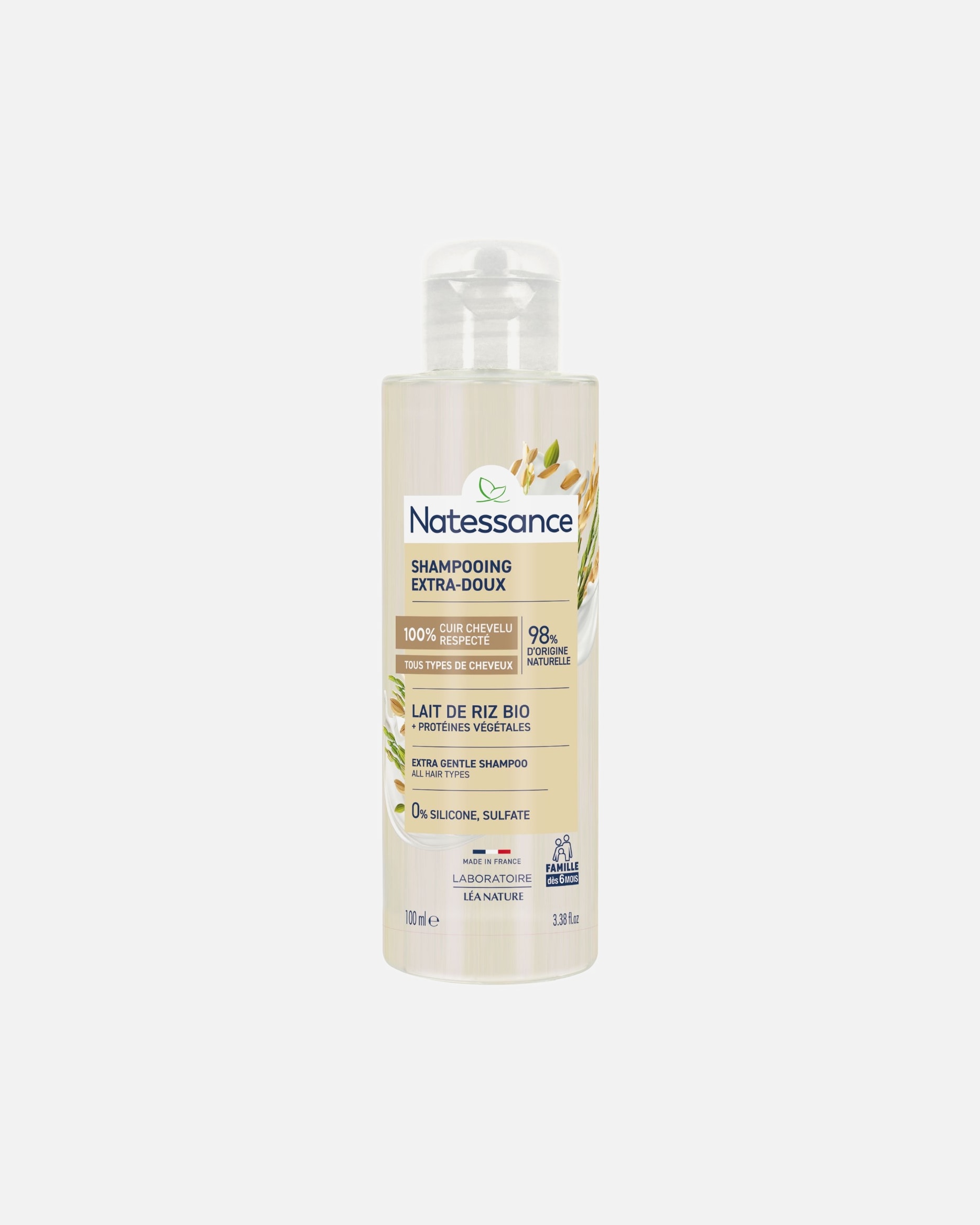 Shampooing pour Unisexe Natessance Default Brand Line Extra-doux Lait de Riz 100 ml