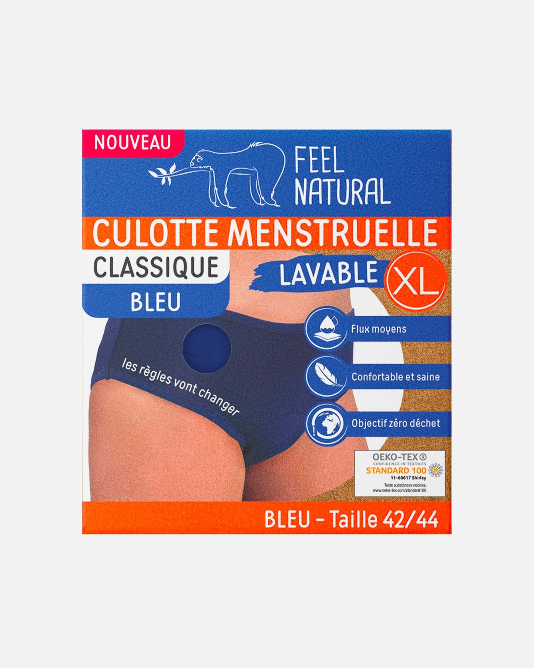 Sous-vêtements menstruels pour Femme Feel Natural Culotte menstruelleclassique bleu XL (42/44)