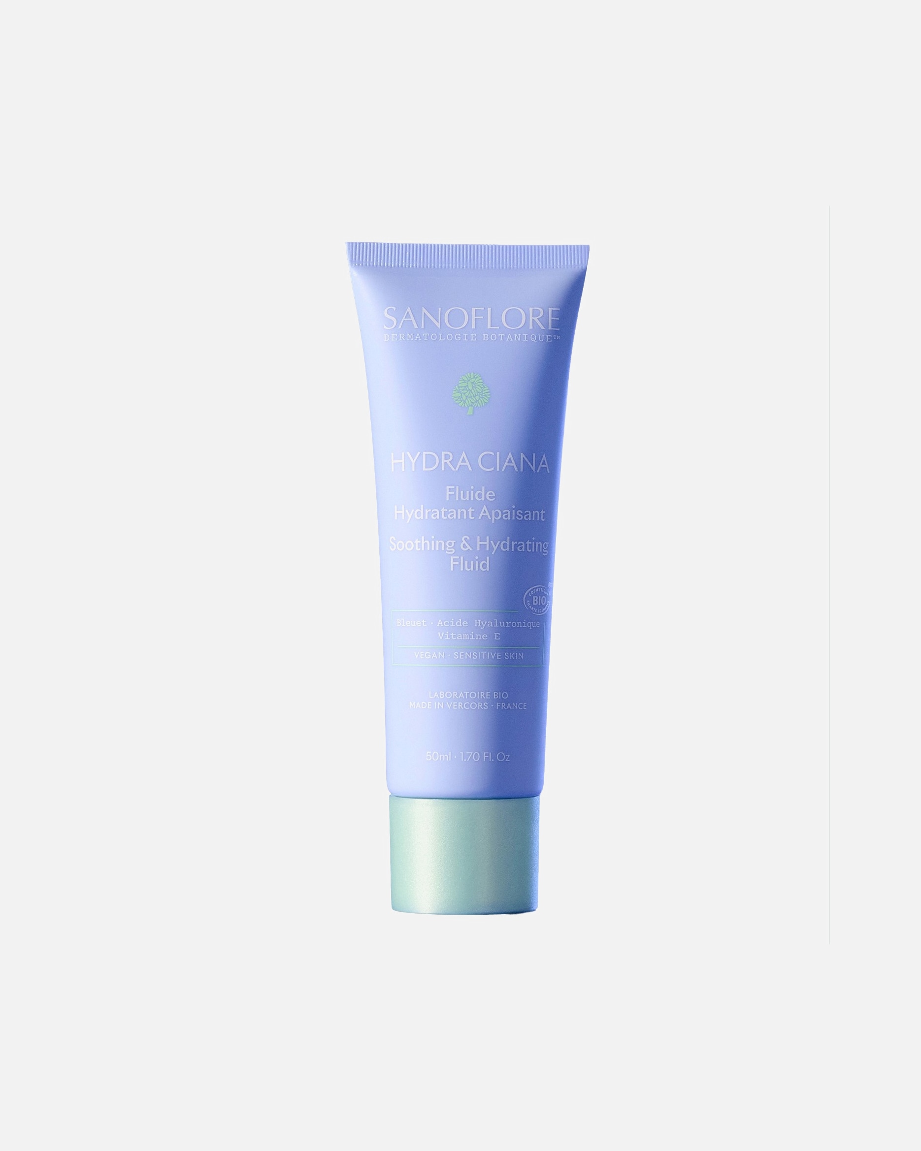 Fluide visage pour Unisexe Sanoflore Hydra Ciana Fluide hydratant apaisant 50 ml