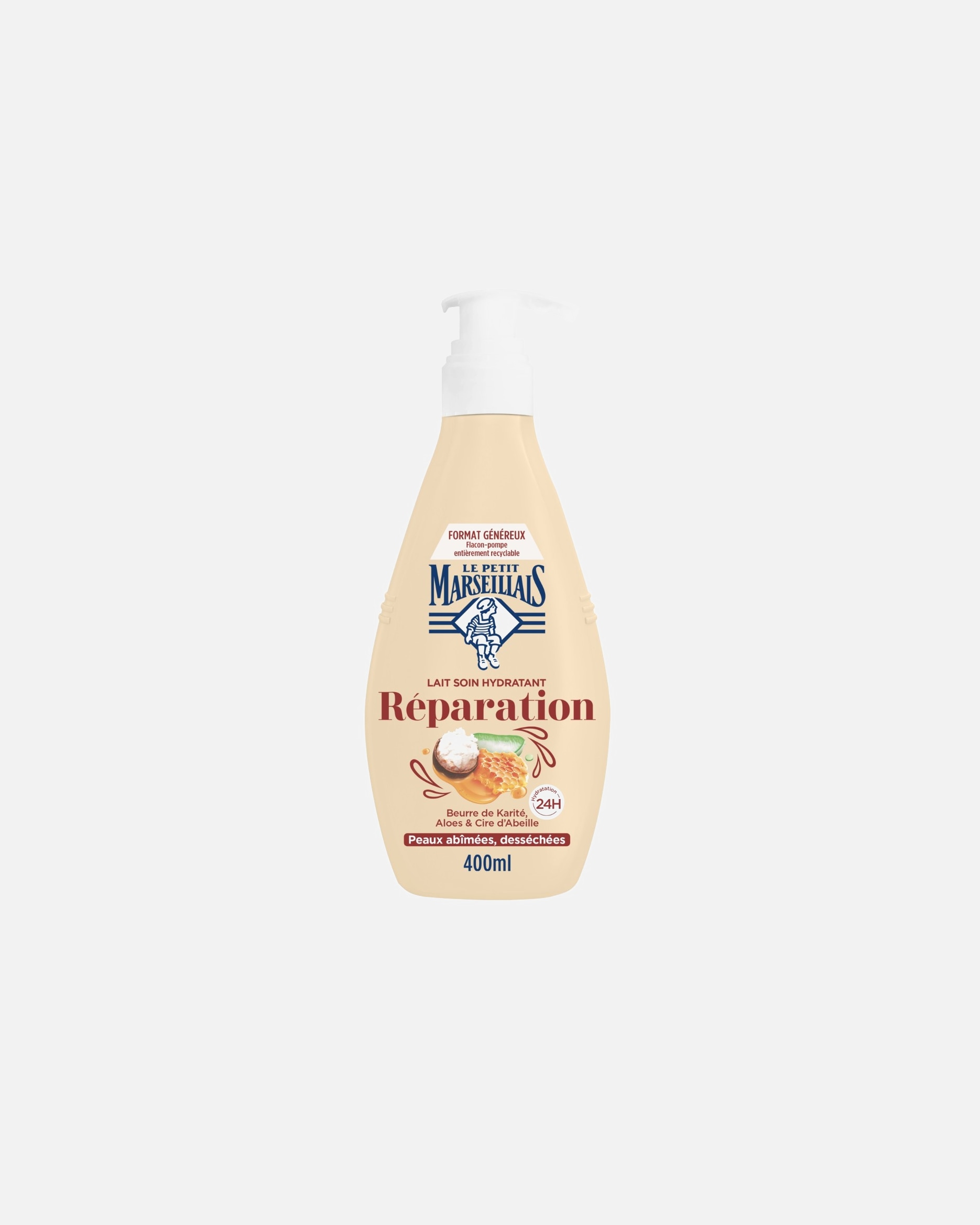 Lait pour le corps pour Unisexe Le Petit Marseillais Hydratant Réparation au beurre de karité, aloes & cire d'abeille 400 ml