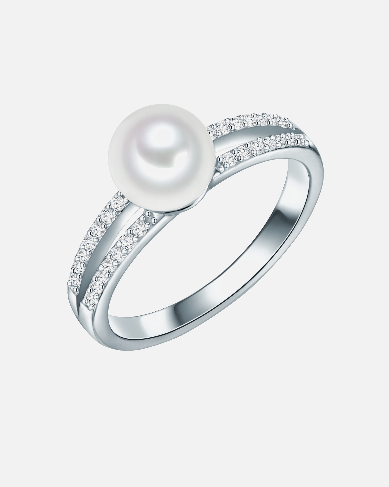 Bague pour Femme Valero Pearls Bague Argent sterling Oxyde de zirconium (CZ) Perle de culture d'eau douce en Argent 58