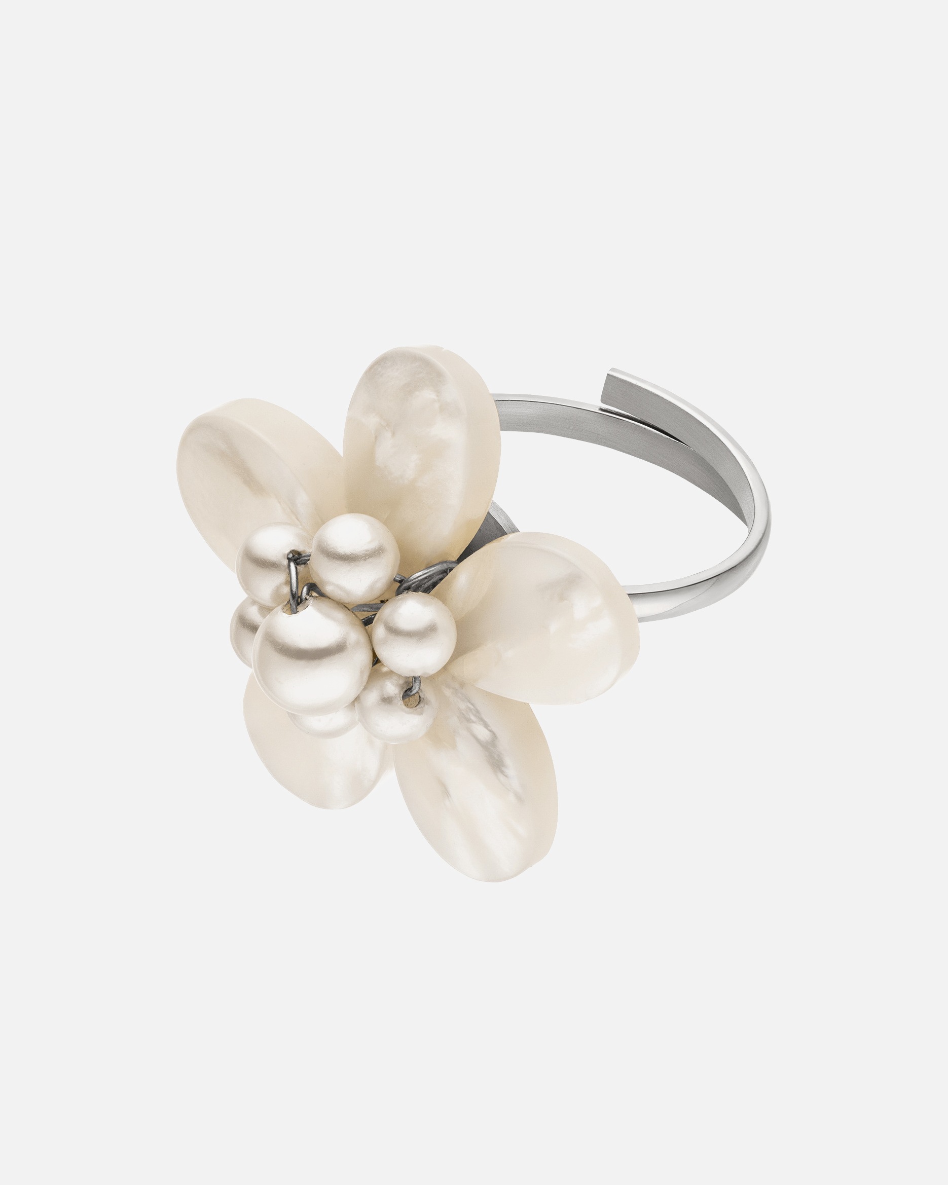 Bague pour Unisexe Purelei Fleur nacrée Anneau 100% acier inoxydable M/L