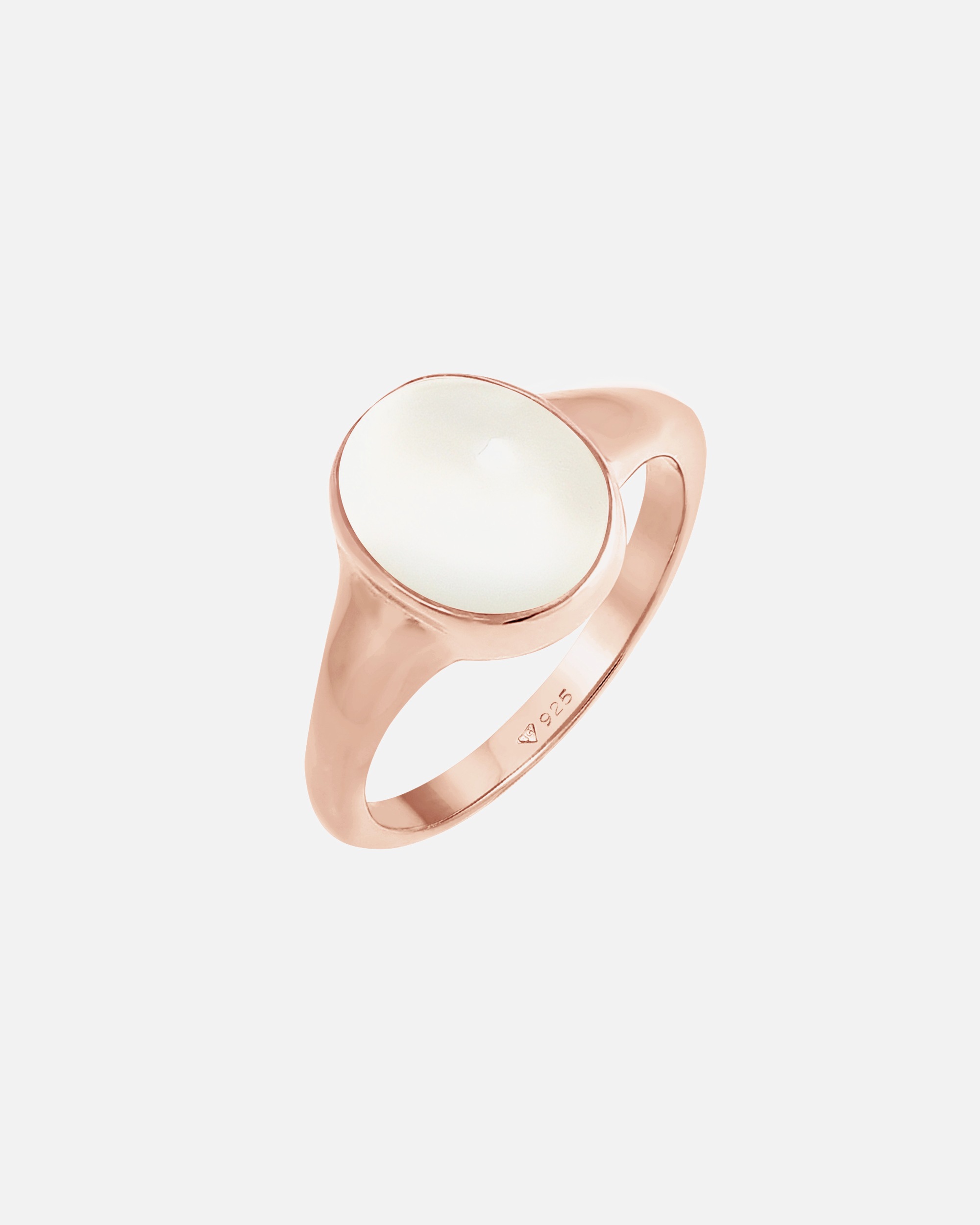 Bague pour Femme Elli Bague Sceau Pierre de lune ovale 925 Argent Plaqué Or 56