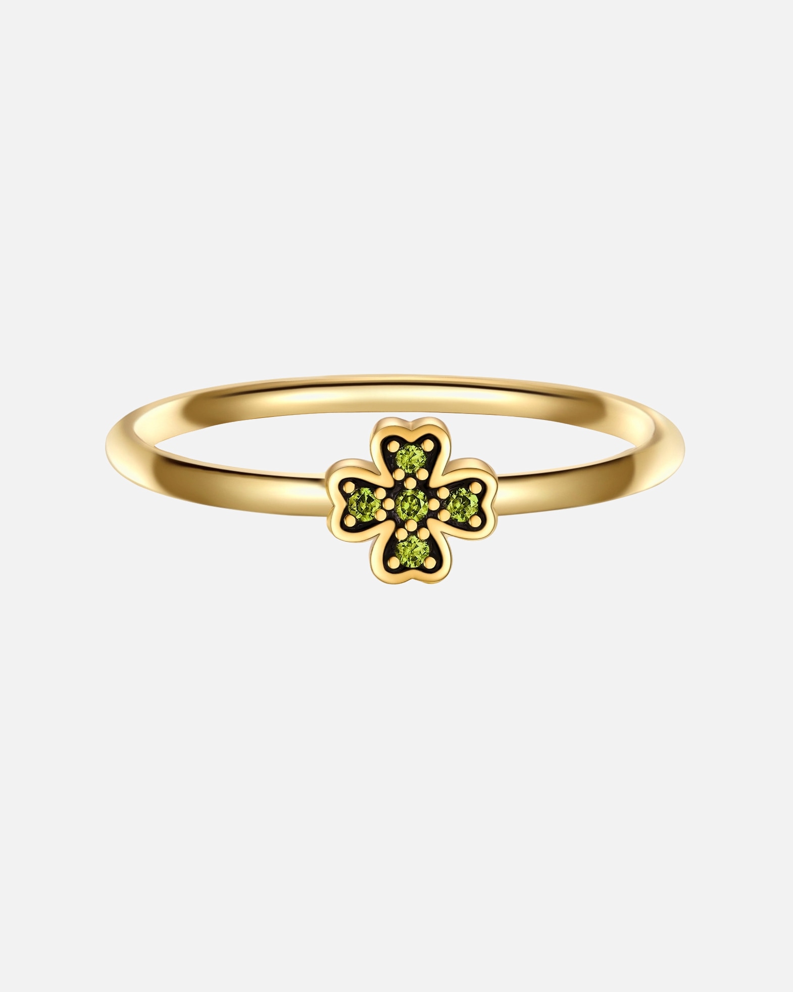 Bague pour Femme Glanzstücke München Bague Feuille de trèfle en Argent sterling en Or jaune 60