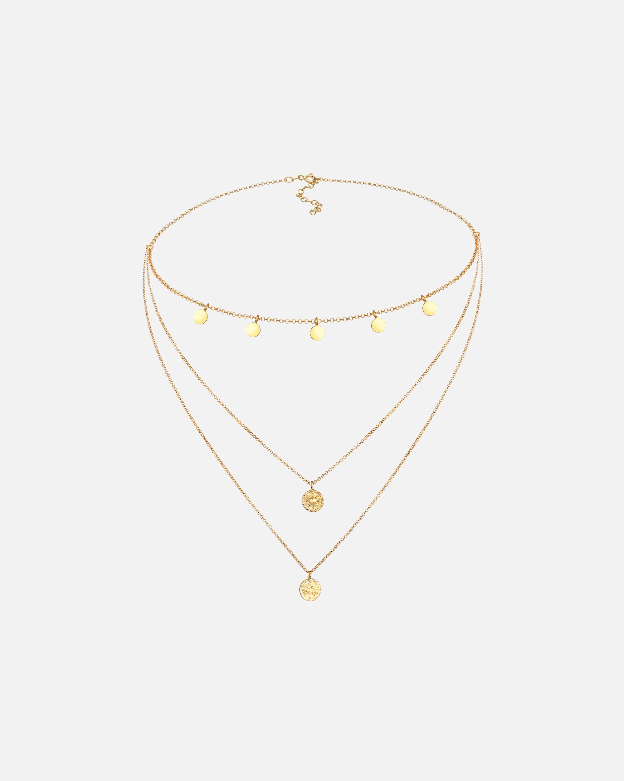 Collier pour Femme Elli Cercle rond Coin Choker Couches Vintage 925 Argent goldfarben