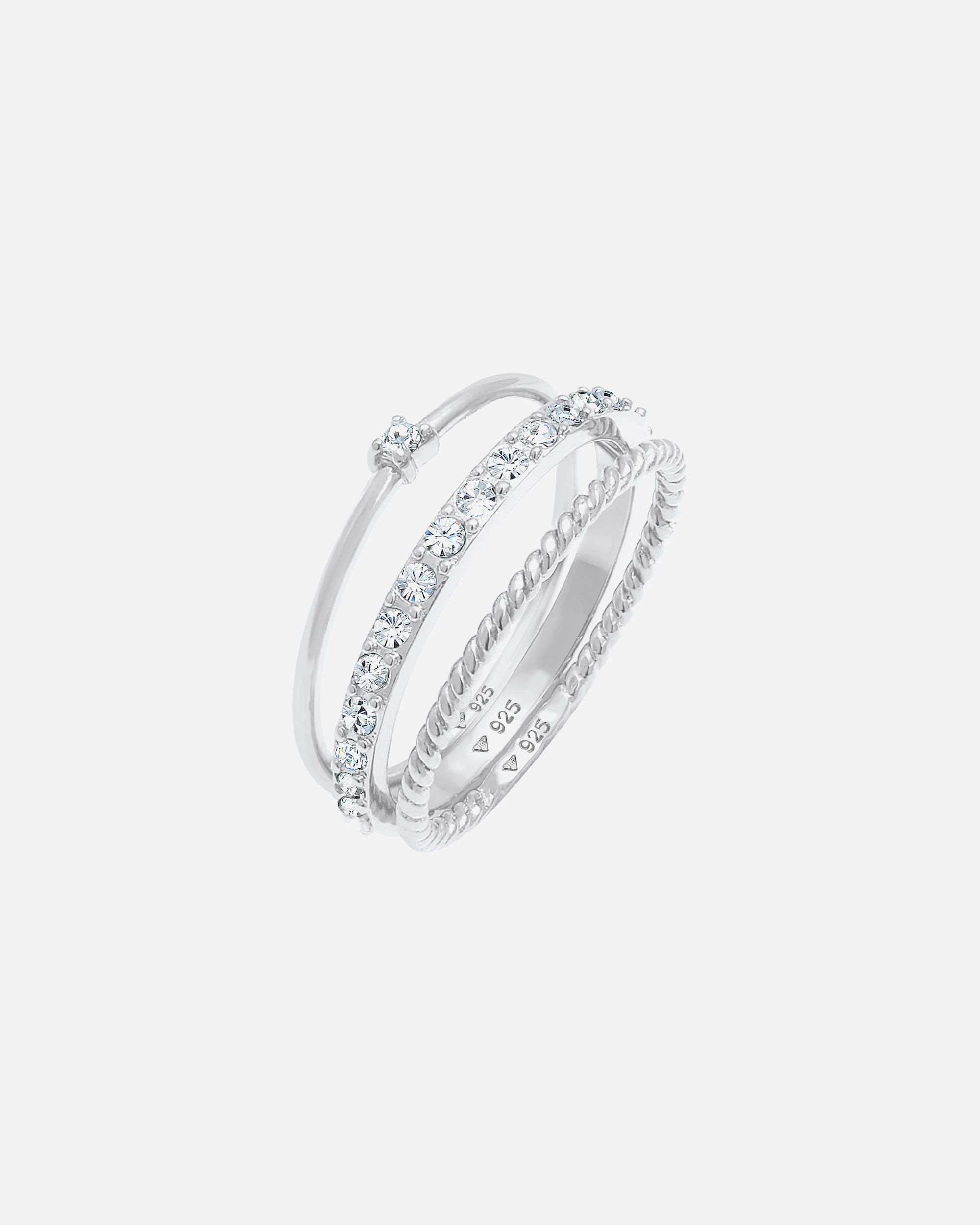 Bague pour Femme Elli Cristaux Anneau empilé Set de 3 pièces 925 Argent 56