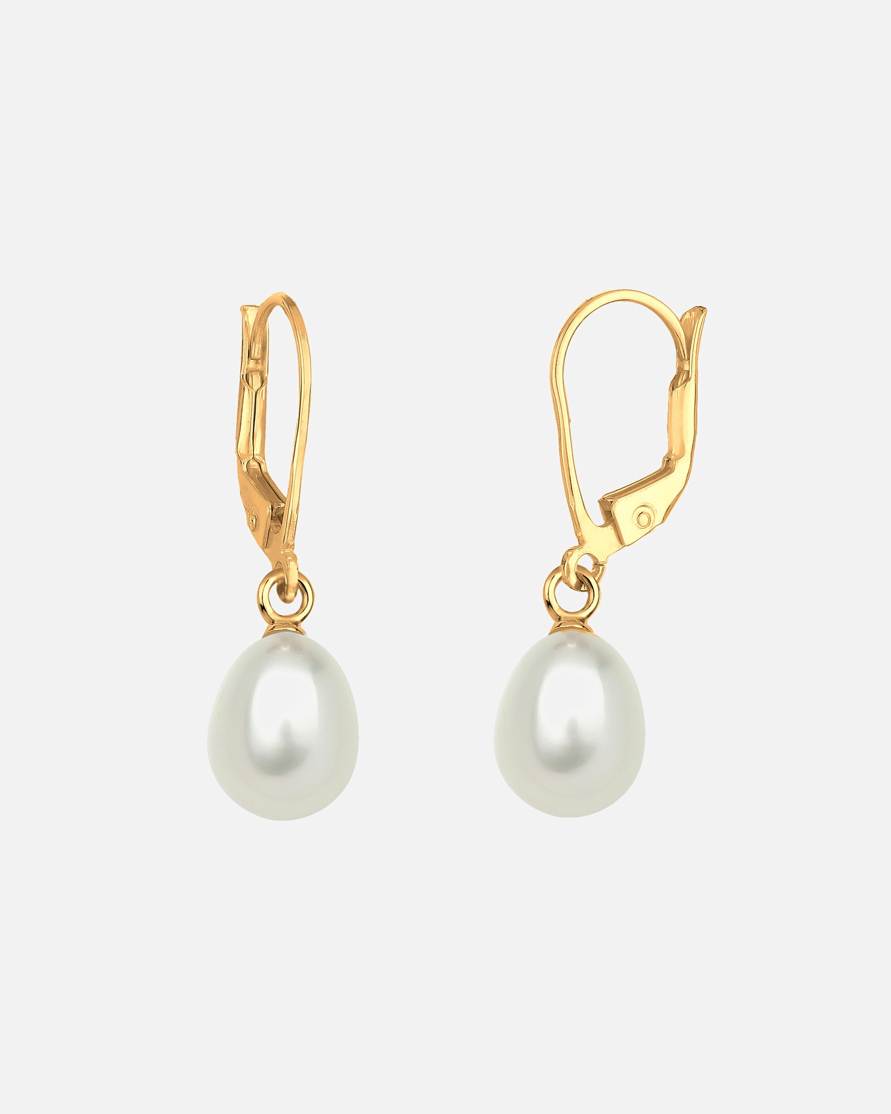 Boucles d'oreilles pour Femme Elli Femmes Pendentif d'oreilles Basique Classique avec Perle de Culture d'Eau Douce en Argent Sterling 925 goldfarben