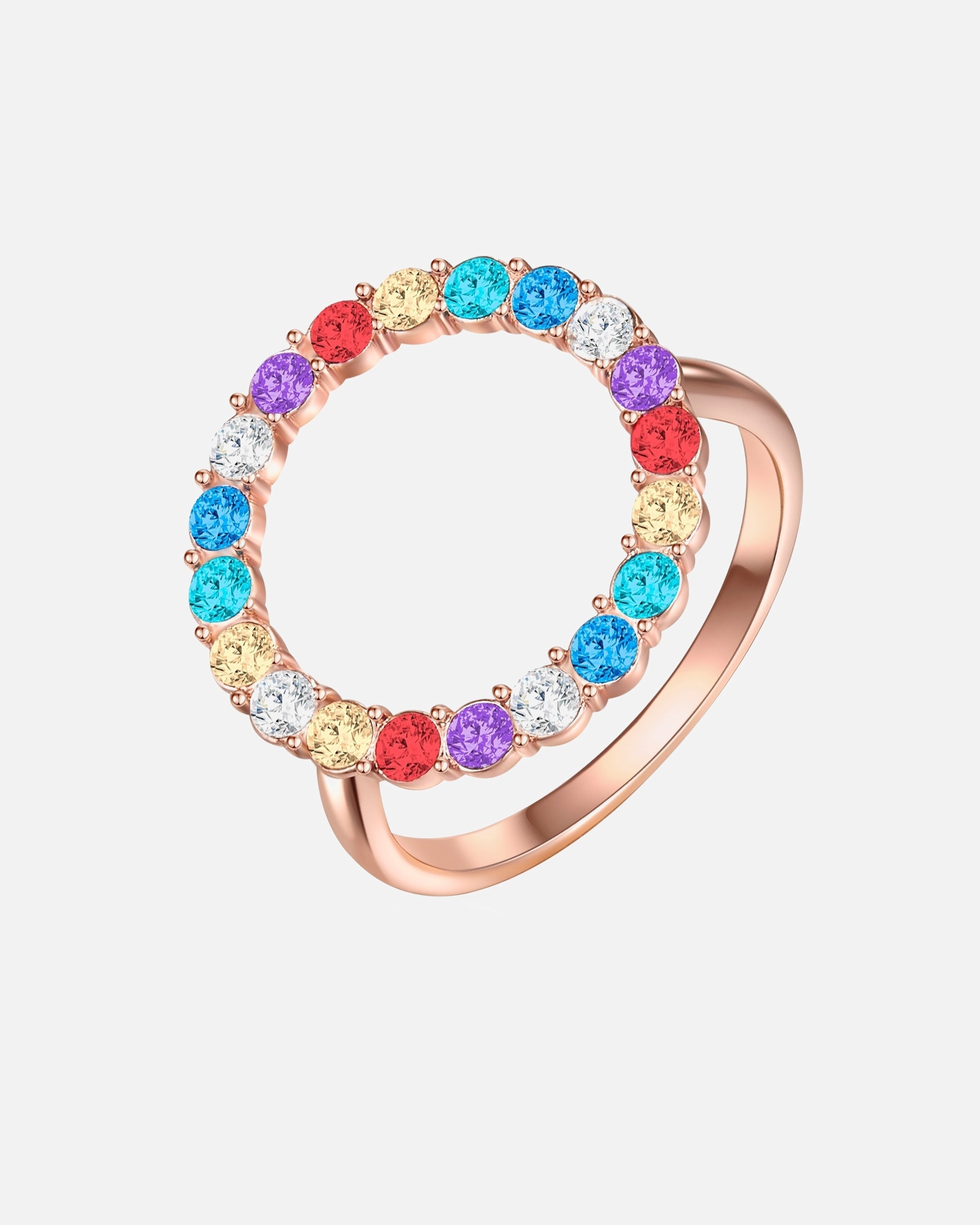 Bague pour Femme Lulu & Jane Bague Cercle Laiton Orné de cristaux Swarovski® en Or rose 52