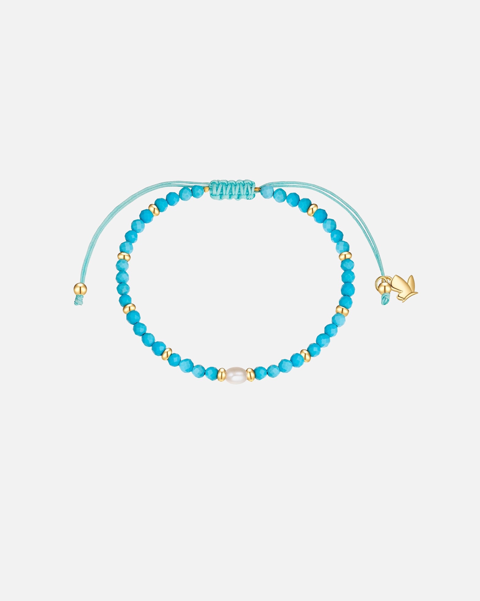Bracelet pour Femme Glanzstücke München Bracelet en acier inoxydable en doré avec turquoise (rek.) et perle d'eau douce Réglable 15,0 - 22,0 cm