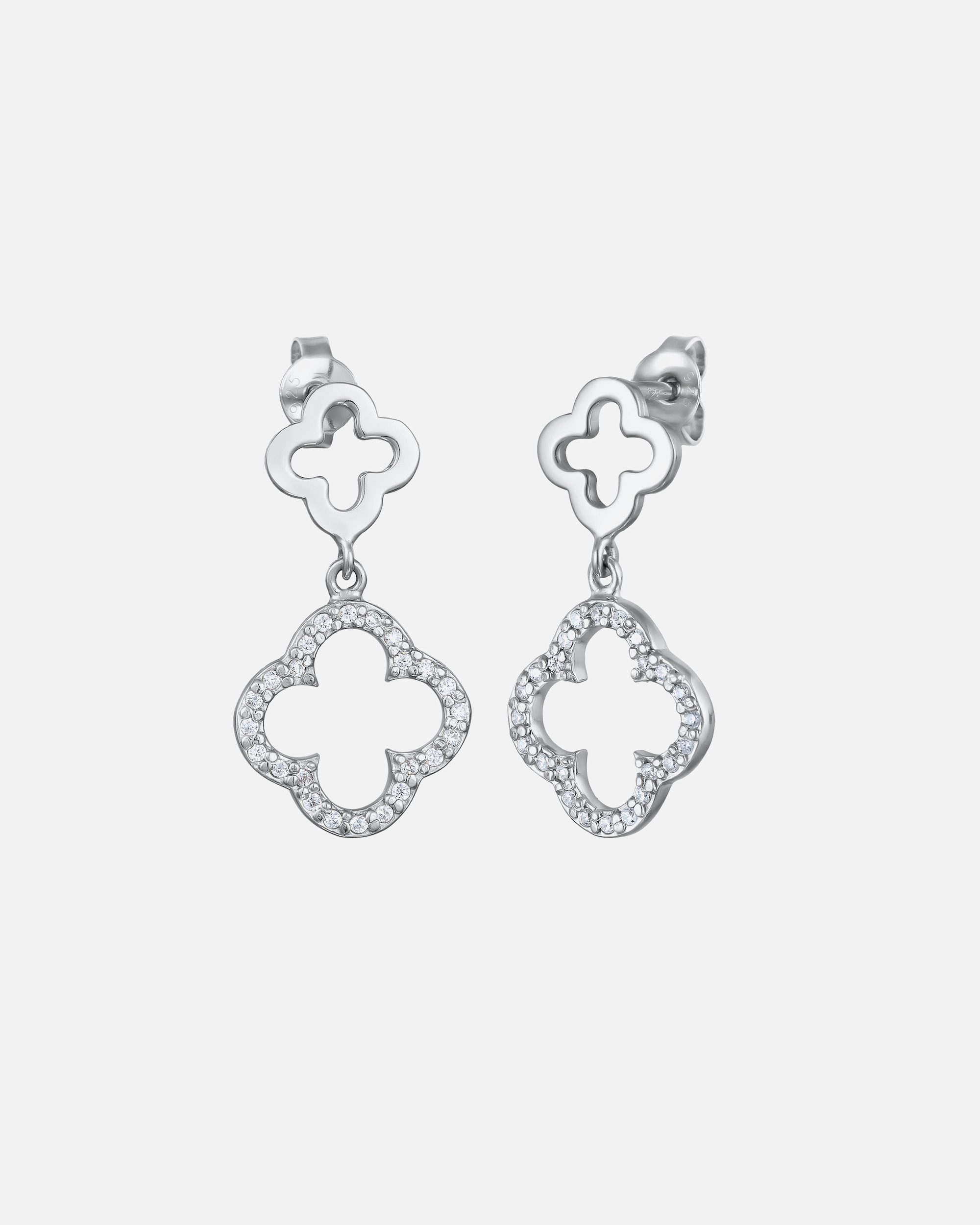 Boucles d'oreilles pour Femme Elli Ohrstecker Kleeblatt Zirkonia 925 Sterling Silber silberfarben