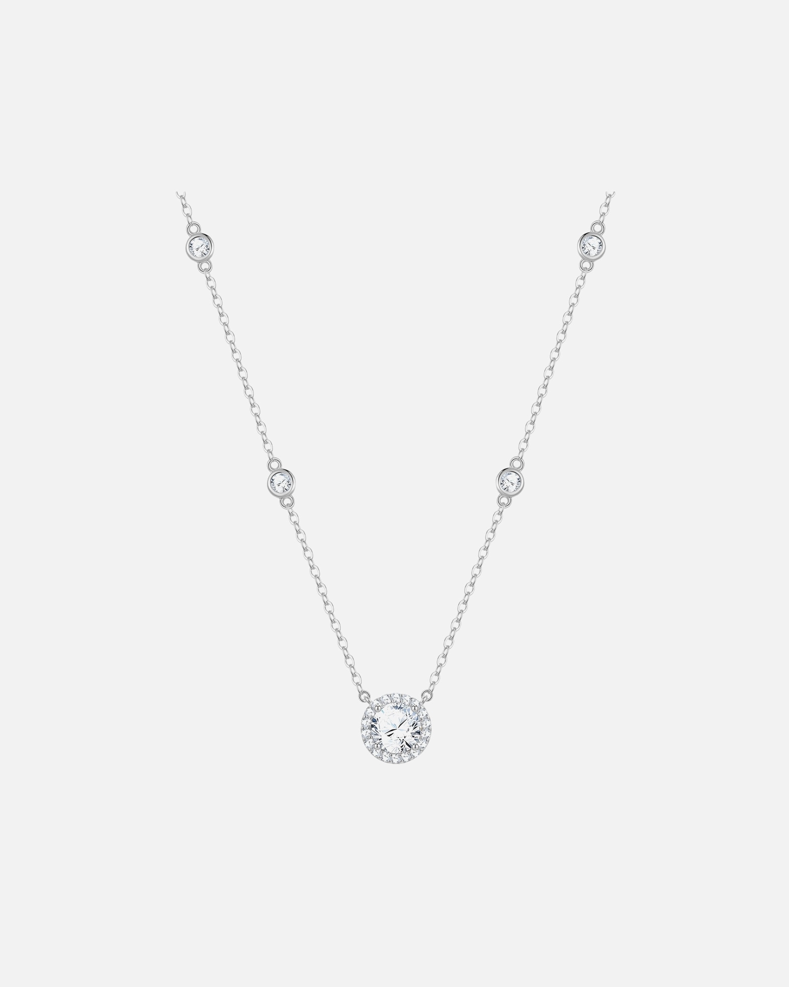 Collier pour Femme Lulu & Jane Collier en laiton en Argent avec Zircon 39,0 cm Basiskette + 5,0 cm Verlängerung