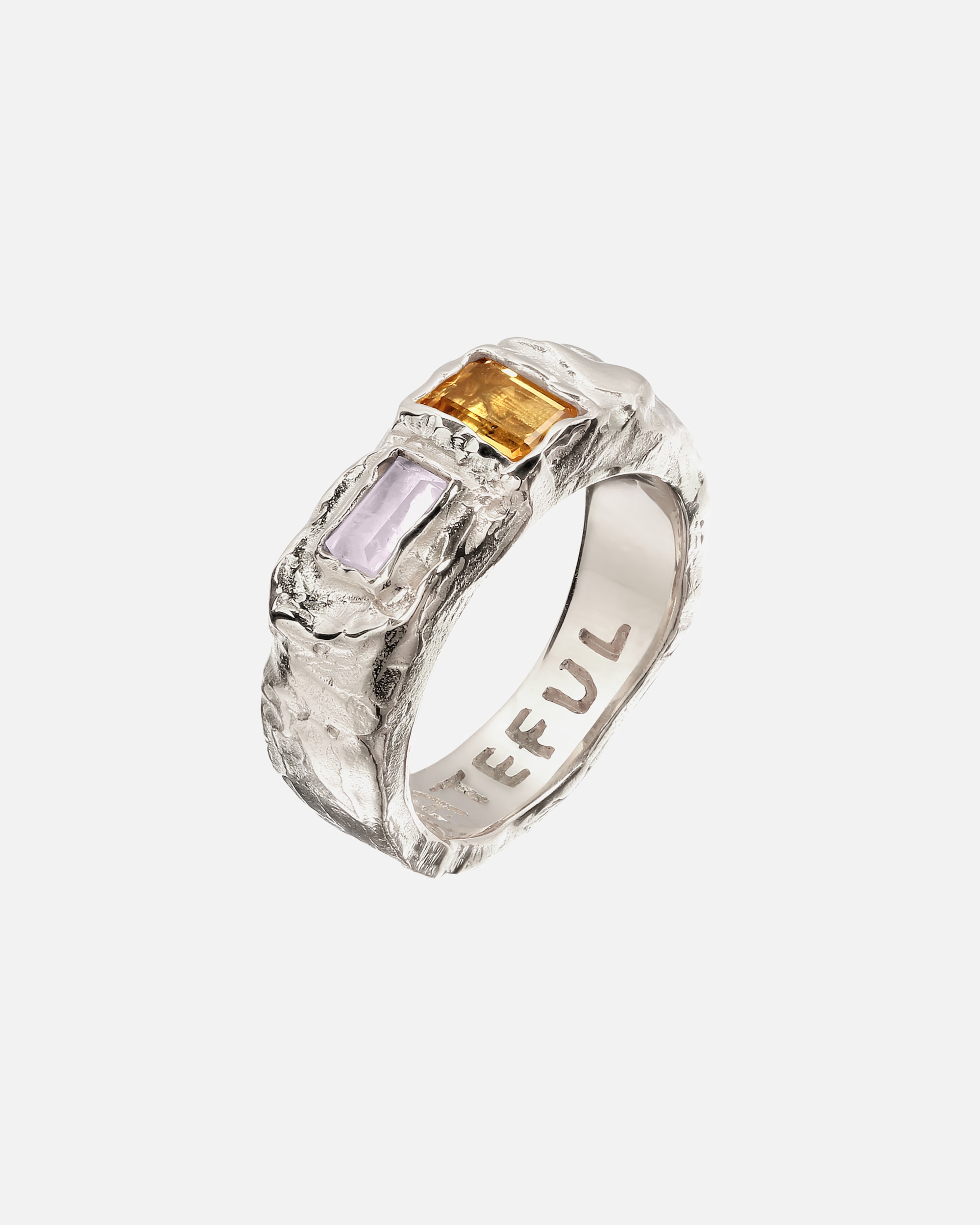 Bague pour Femme Haze & Glory Default Brand Line Bague Signet Quartz Rose 925 Sterling Silver 54