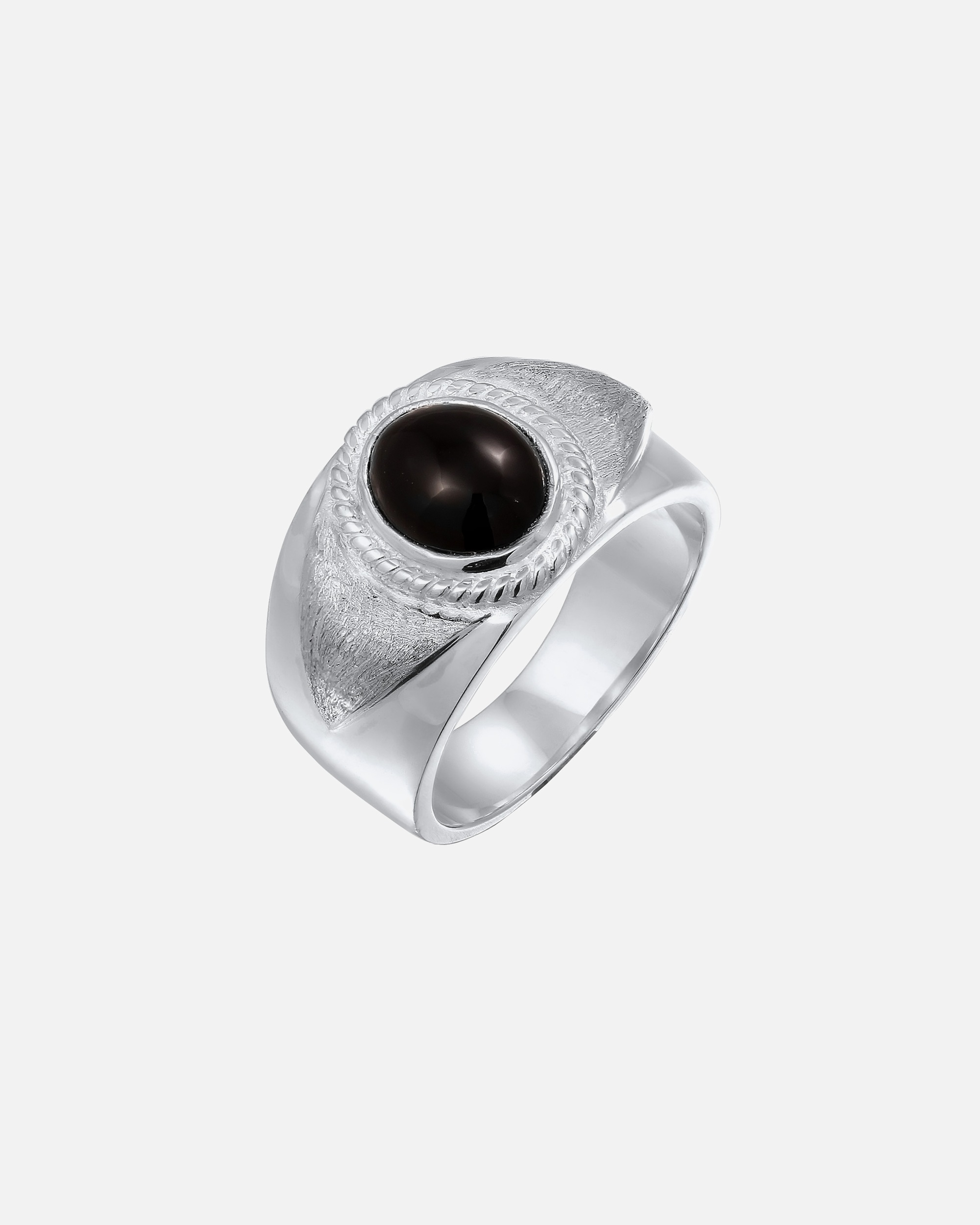 Bague pour Homme KUZZOI Bague Signet ovale Onyx noir 925 Sterling Silver 60