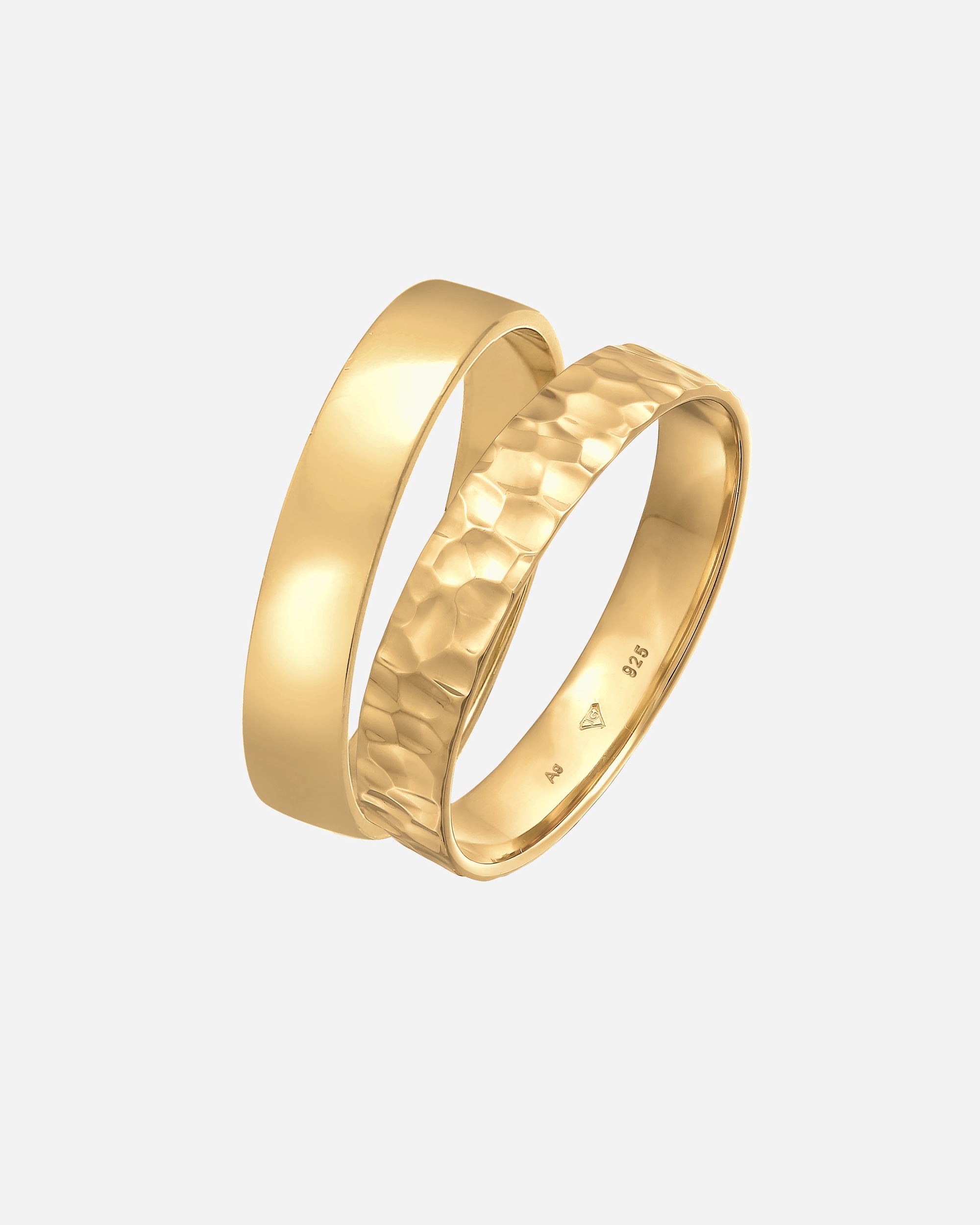 Bague pour Homme KUZZOI Set Unisex Basic Gehämmert 925 Silber 62