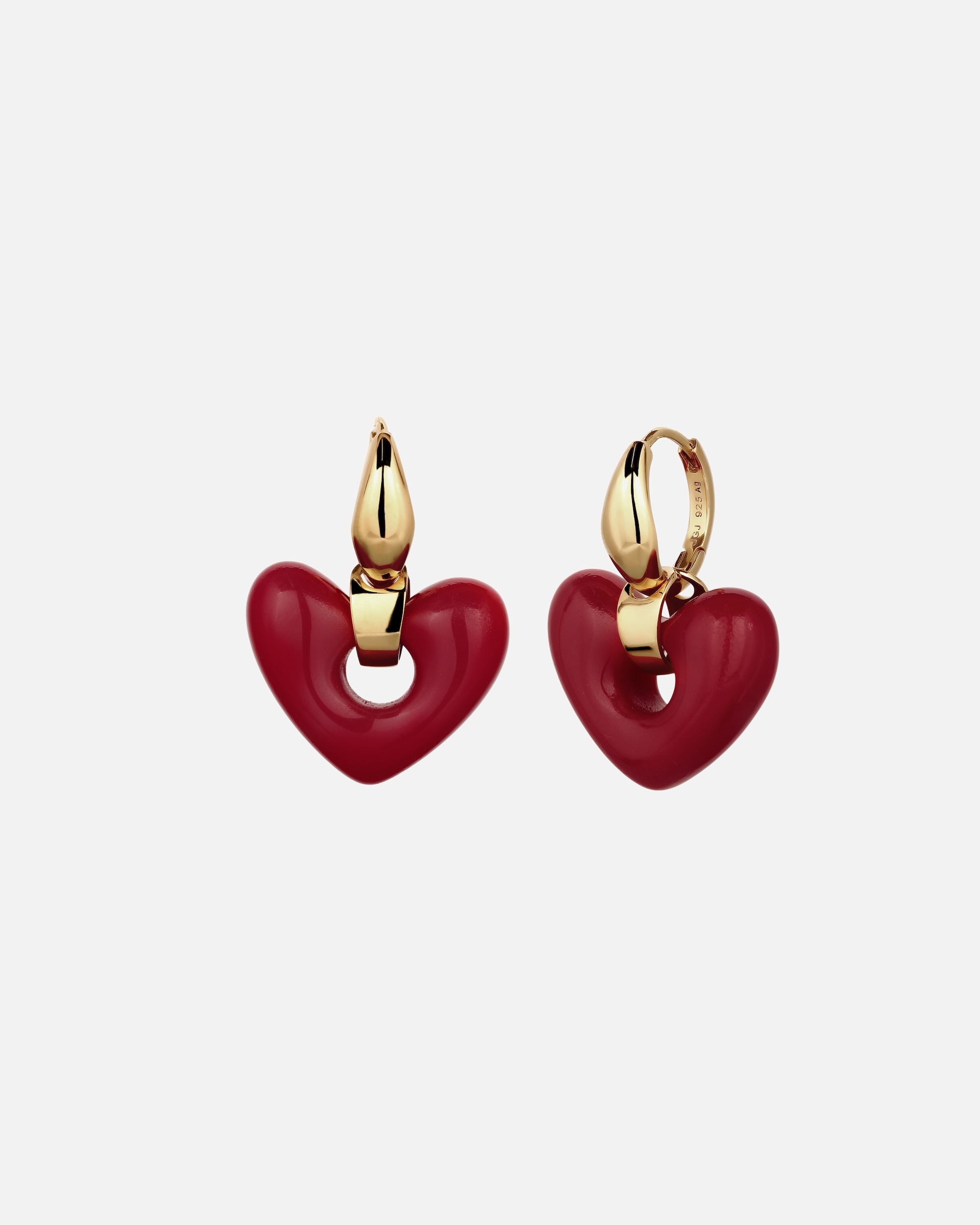 Boucles d'oreilles pour Femme Elli Créole Cœur Pierre Rouge Foncé 925 Sterling Silver Gold-plated goldfarben