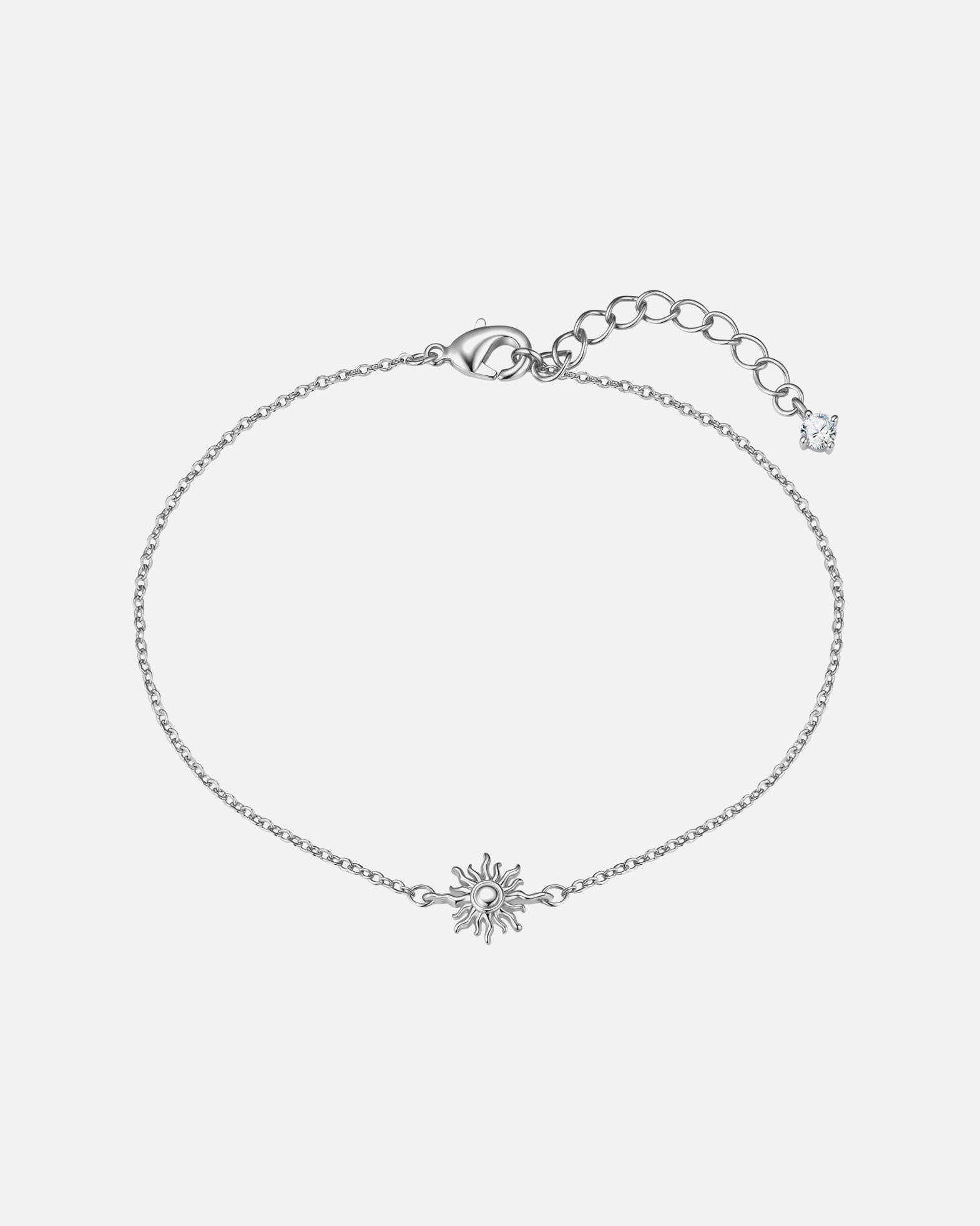 Bracelet pour Femme Lulu & Jane Bracelet Soleil en laiton en argent avec zirconium Longueur de base 17,0 + rallonge 3,0 cm