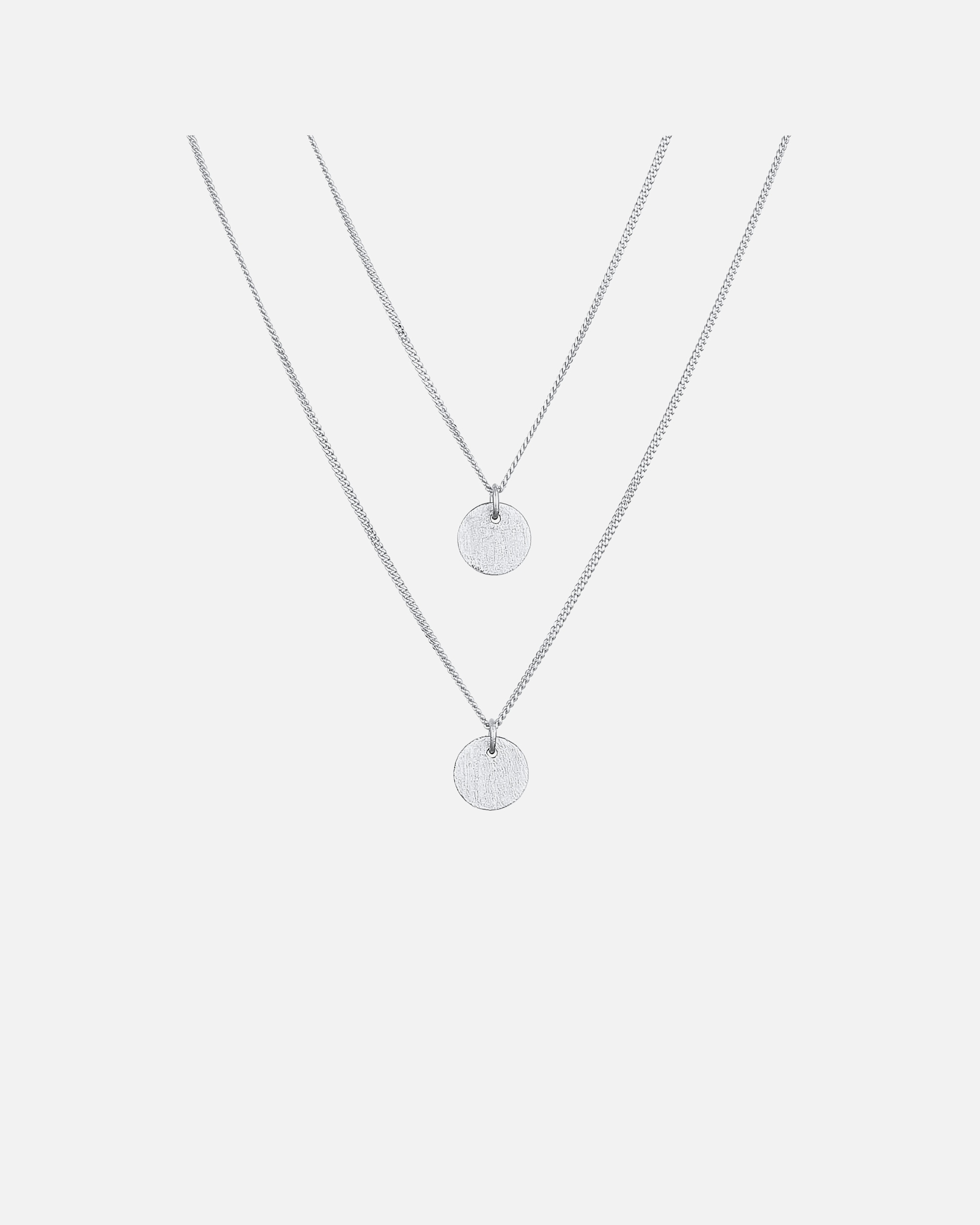 Collier pour Femme Elli Femmes Pendentif Plaque Ronde Layer Brossé en Argent massif 925 silberfarben