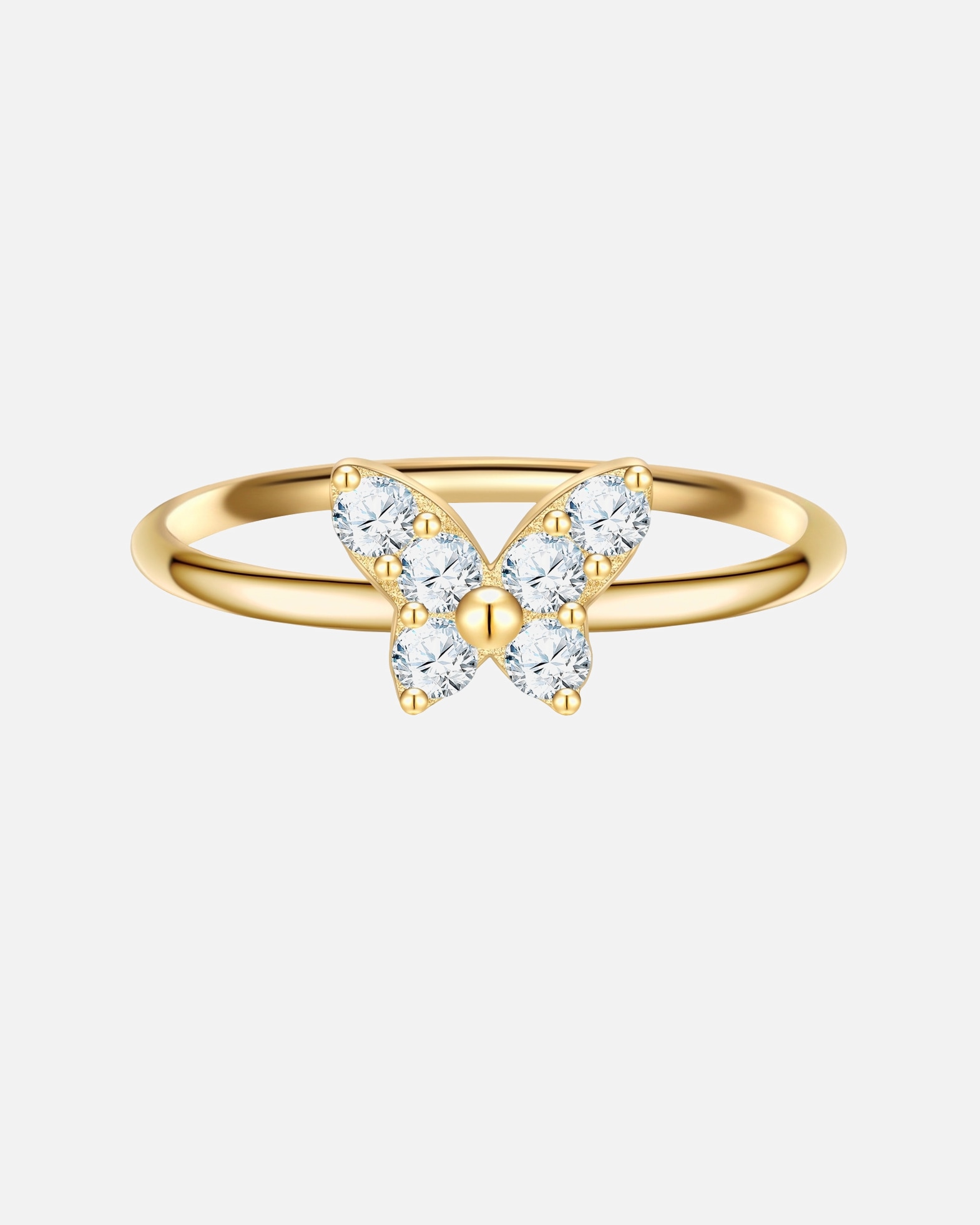 Bague pour Femme Glanzstücke München Bague Papillon en Argent Sterling en or jaune avec Zirconium 58