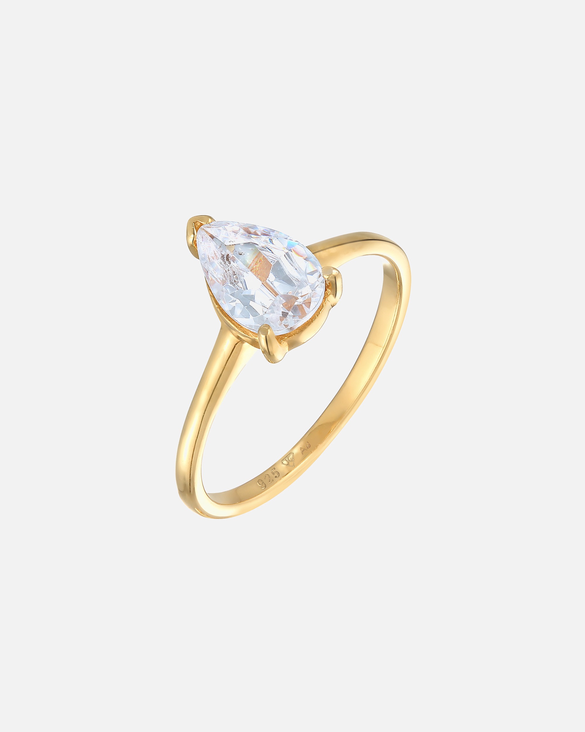 Bague pour Femme Elli Solitär Zirkonia Tropfen 925 Silber 54