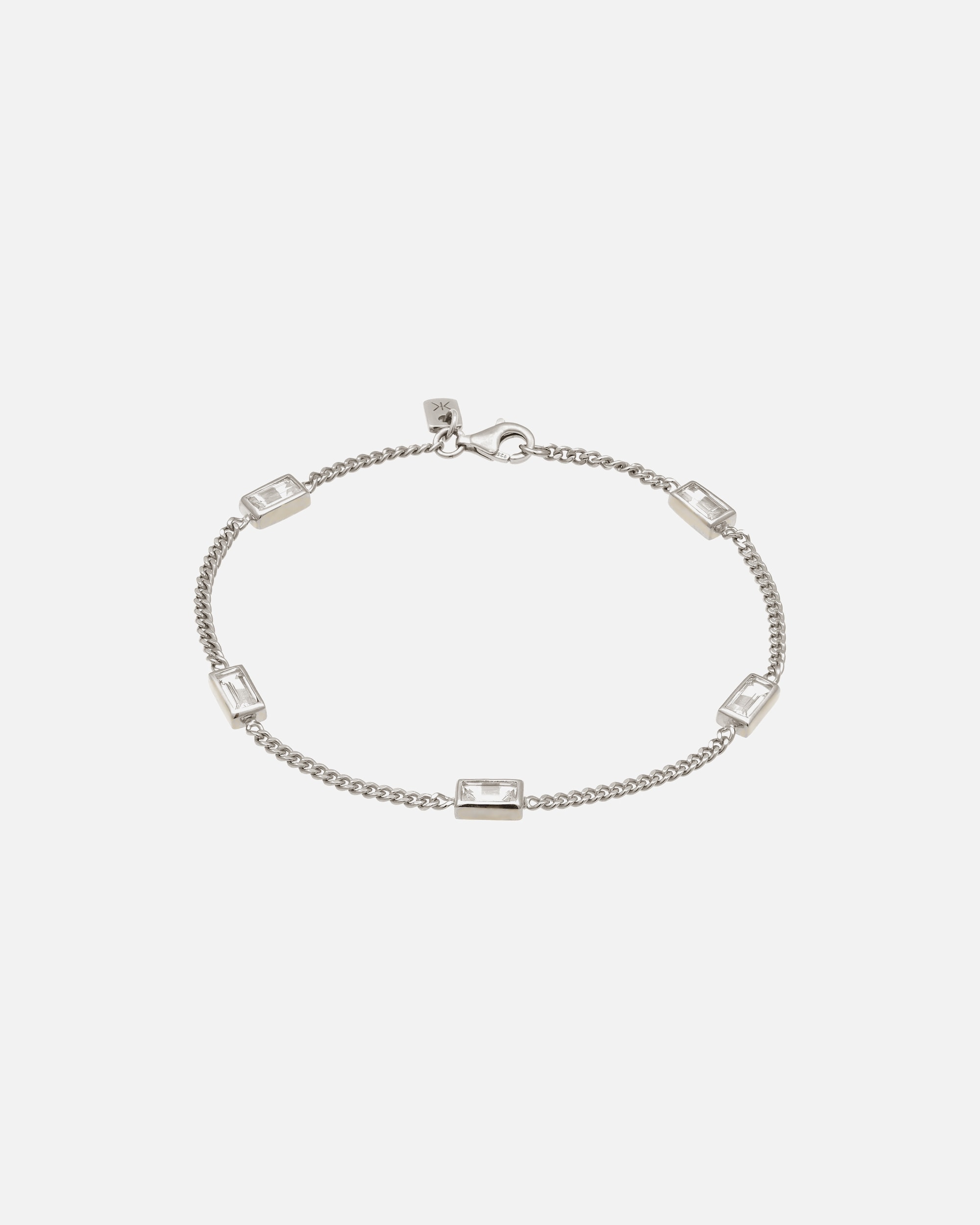 Bracelet pour Homme KUZZOI Bracelet argent rectangle Topaze Blanc 925 Sterling Silver 19